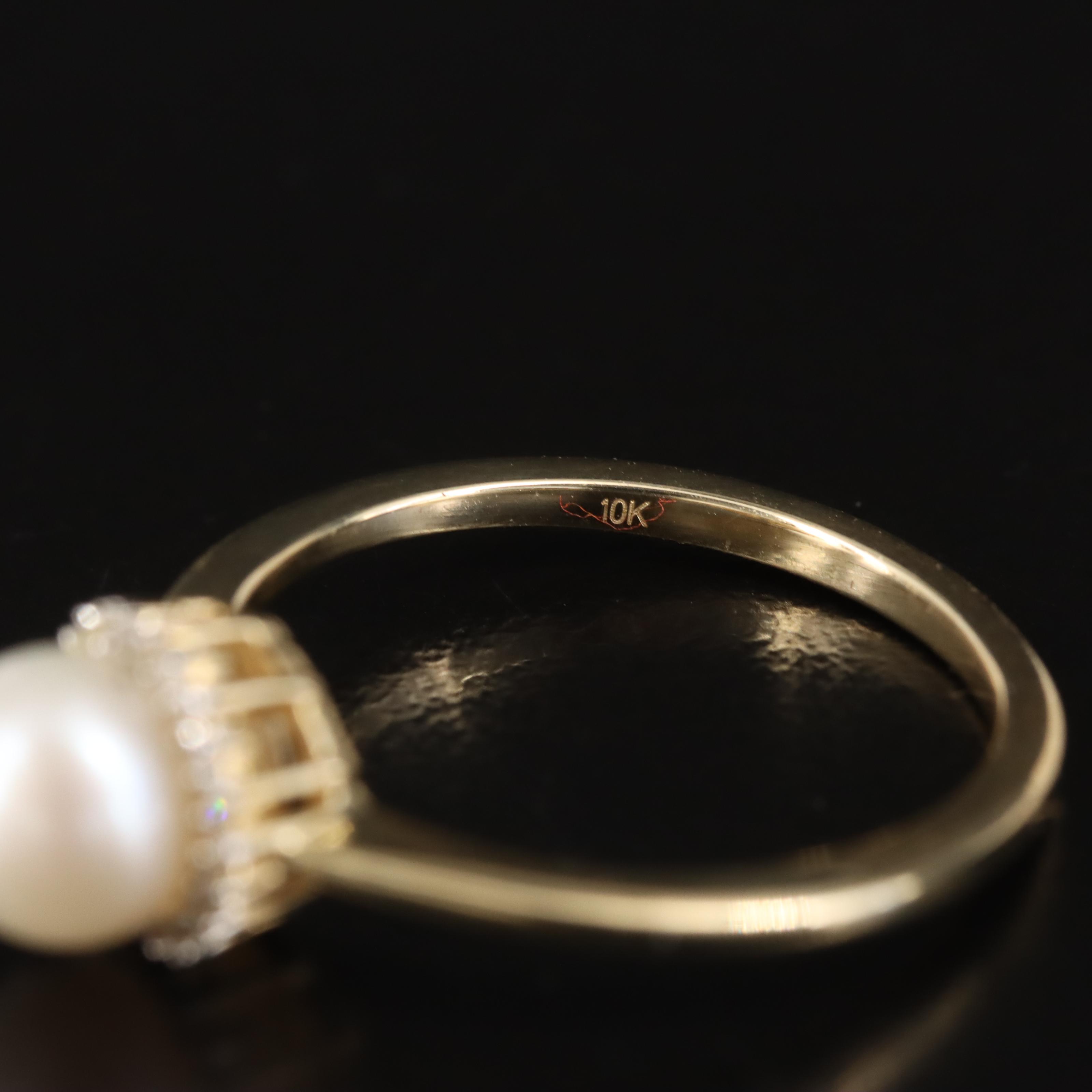 10K Pearl and Diamond Ring