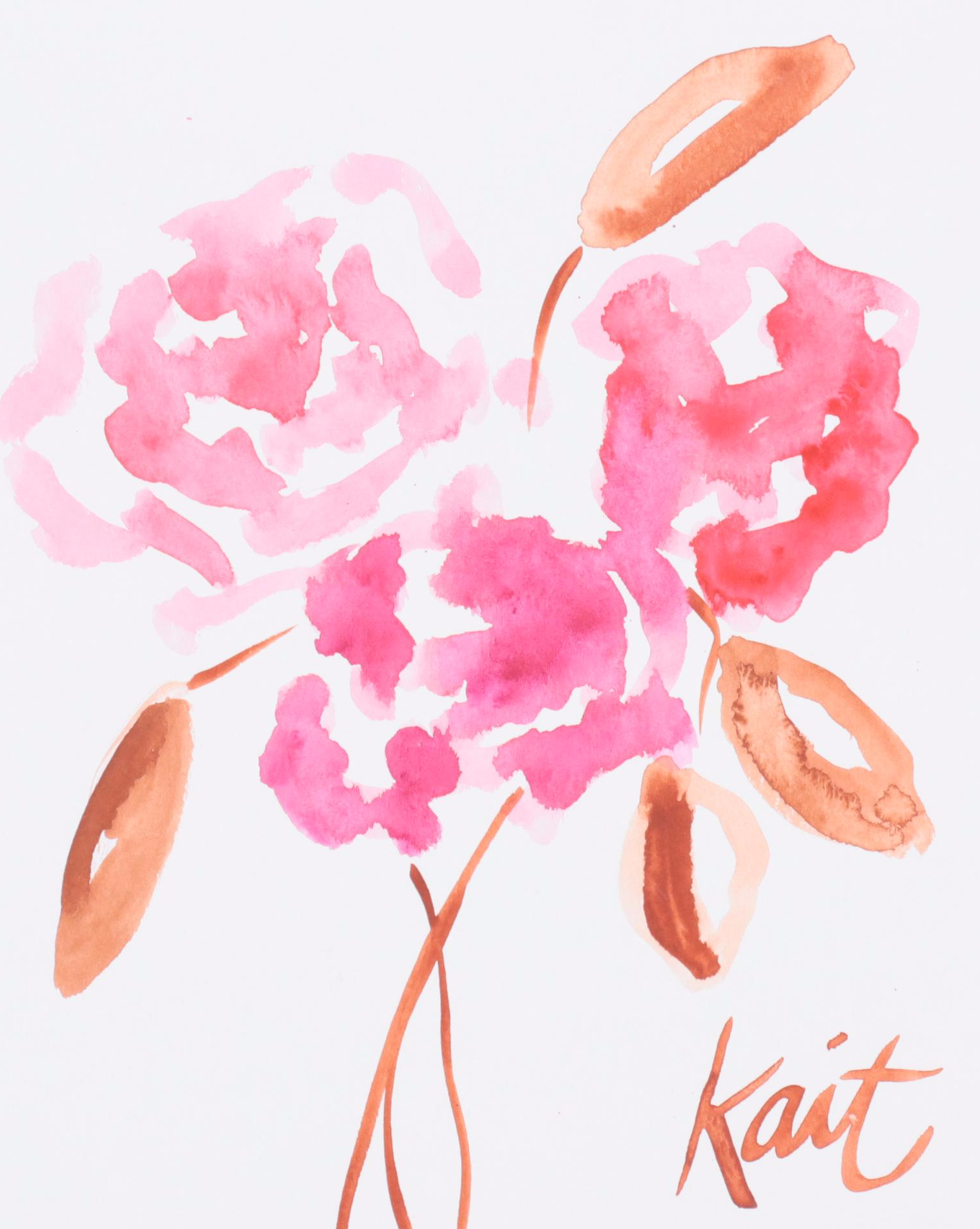 Kait Roberts Floral Mixed Media Drawings, 2020