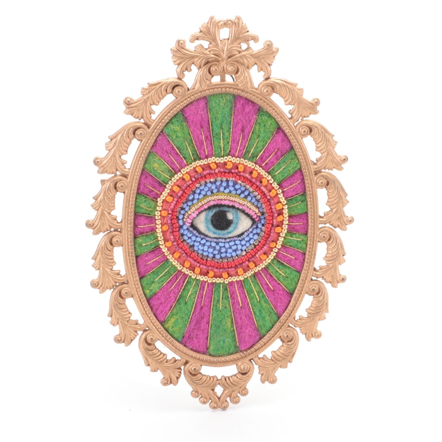 Sarah Miller Fiber Art Wall Hanging of Mystic Eye