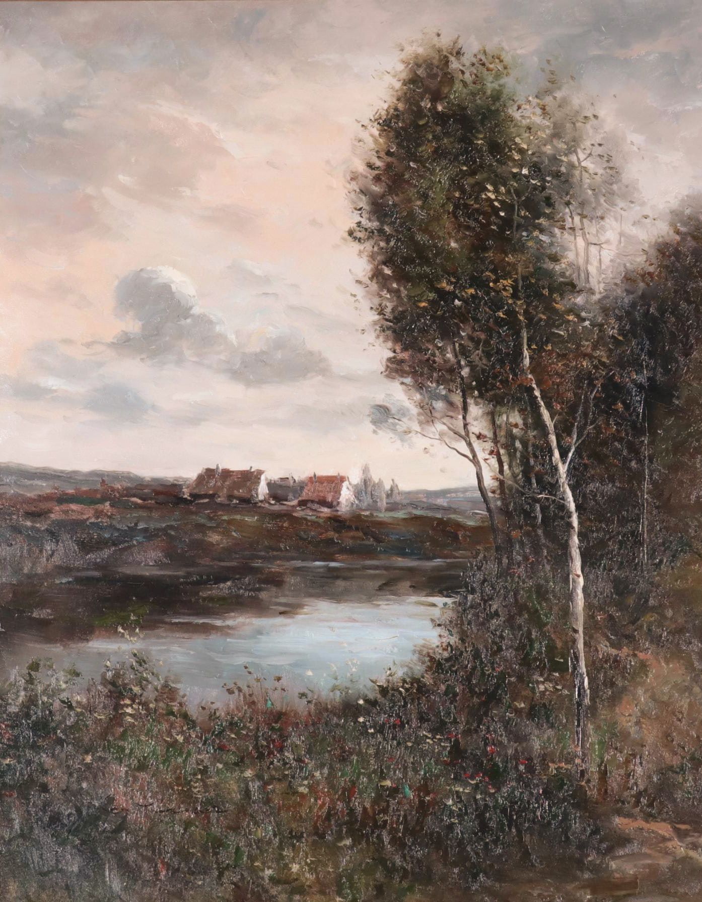 Karl Alexander Riverbank Landscape Oil Painting