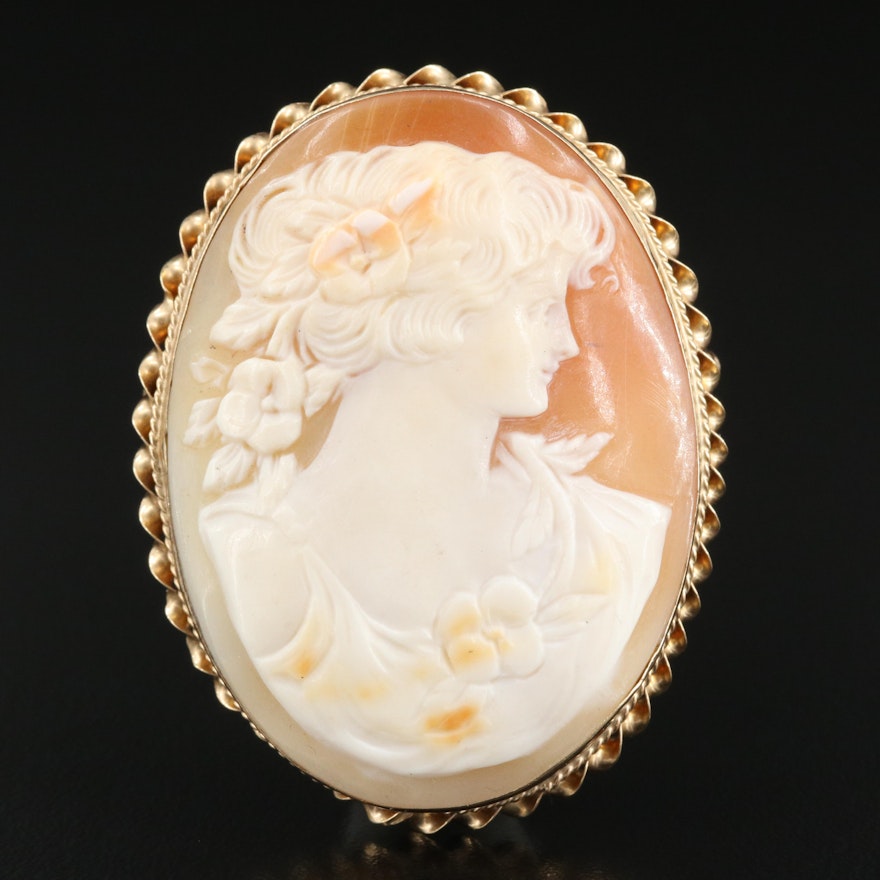 14K Cameo Converter Brooch