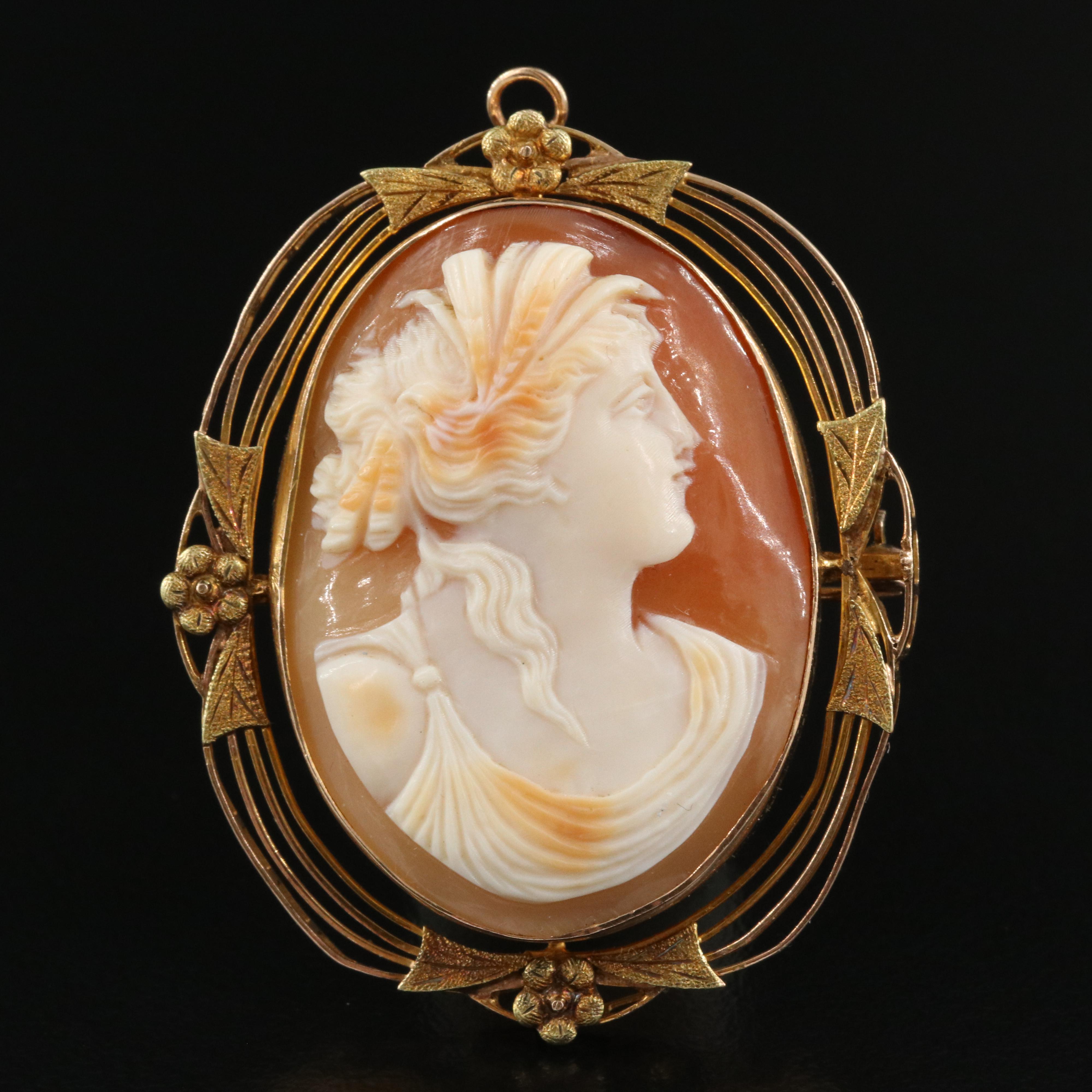 Vintage 10K Cameo Converter Brooch