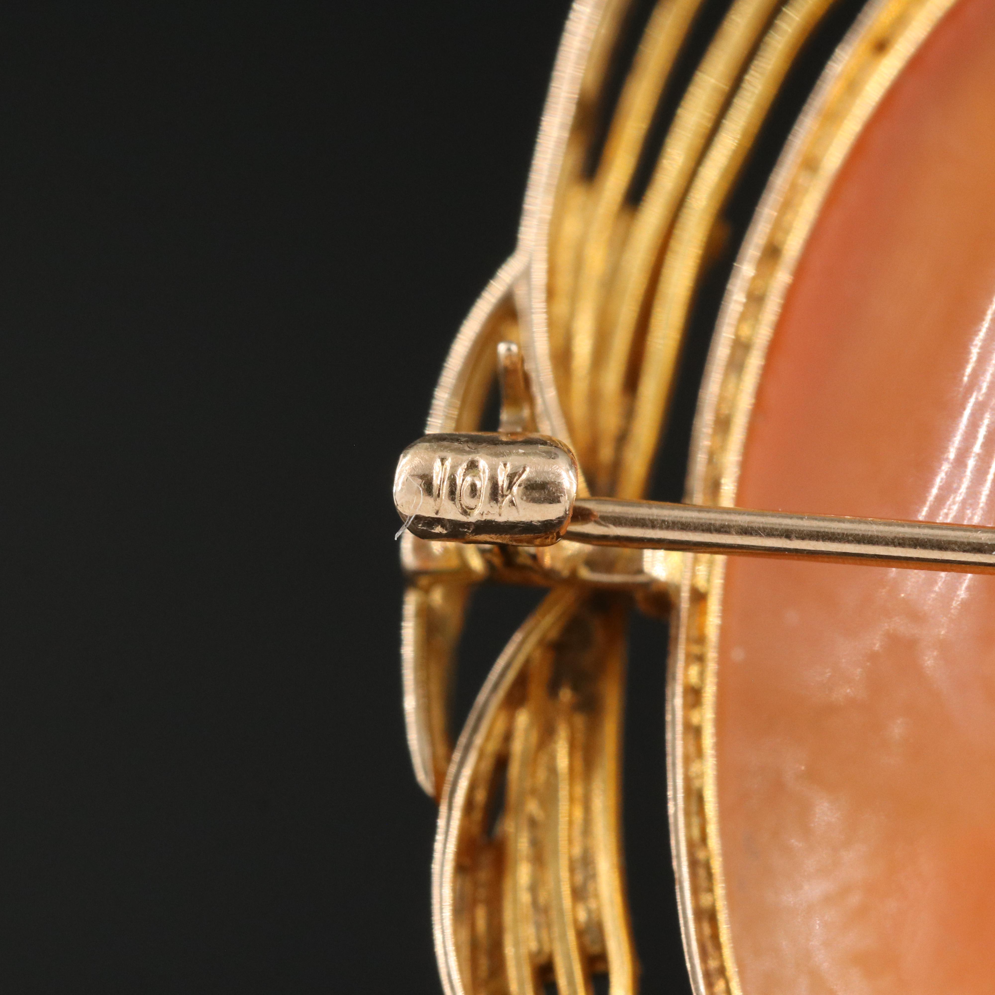 Vintage 10K Cameo Converter Brooch