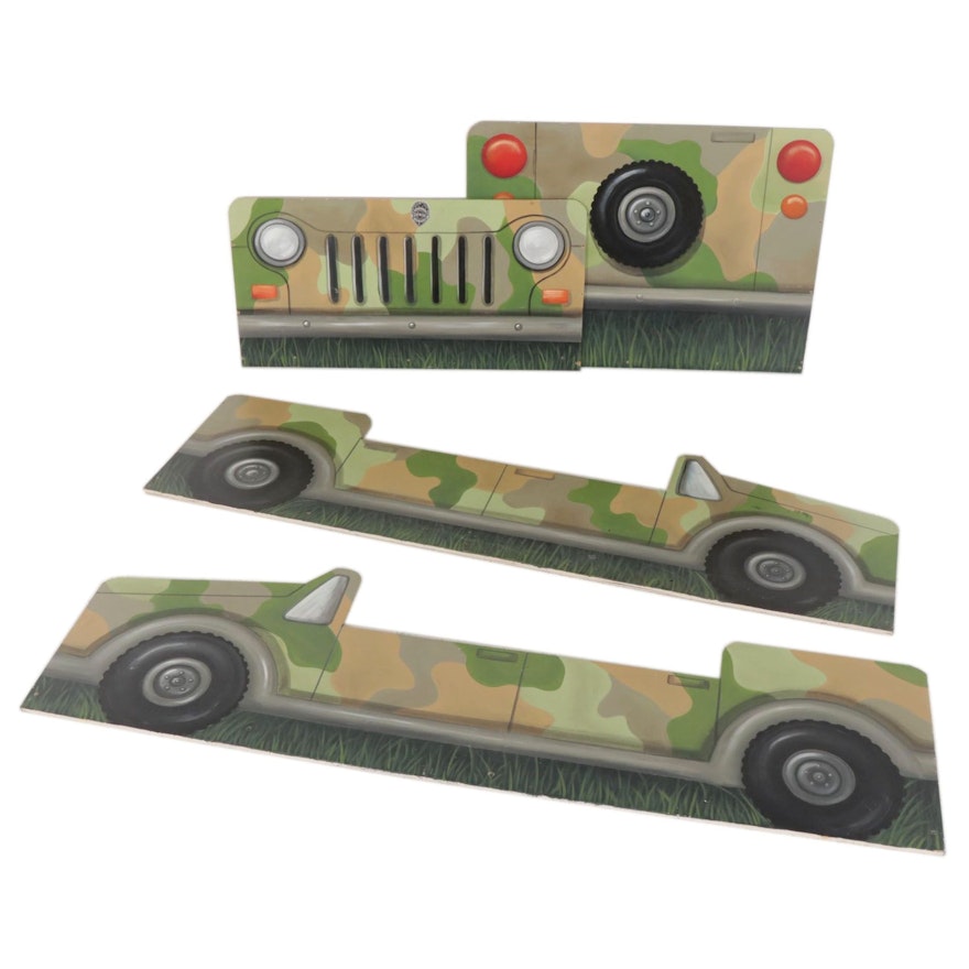 Andrea Morgan Hand-Painted Army Jeep Child's Single Bed Frame