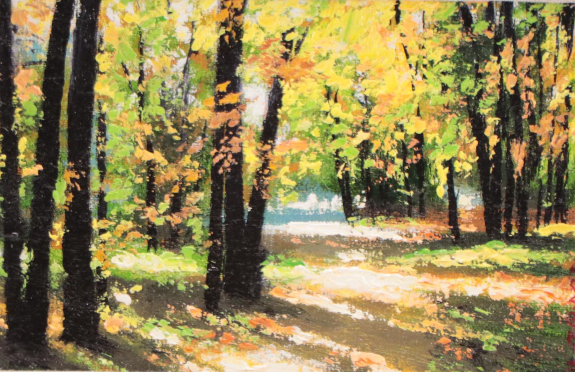 Victor Arseni Landscape Oil Painting of Forest Path, 21st Century