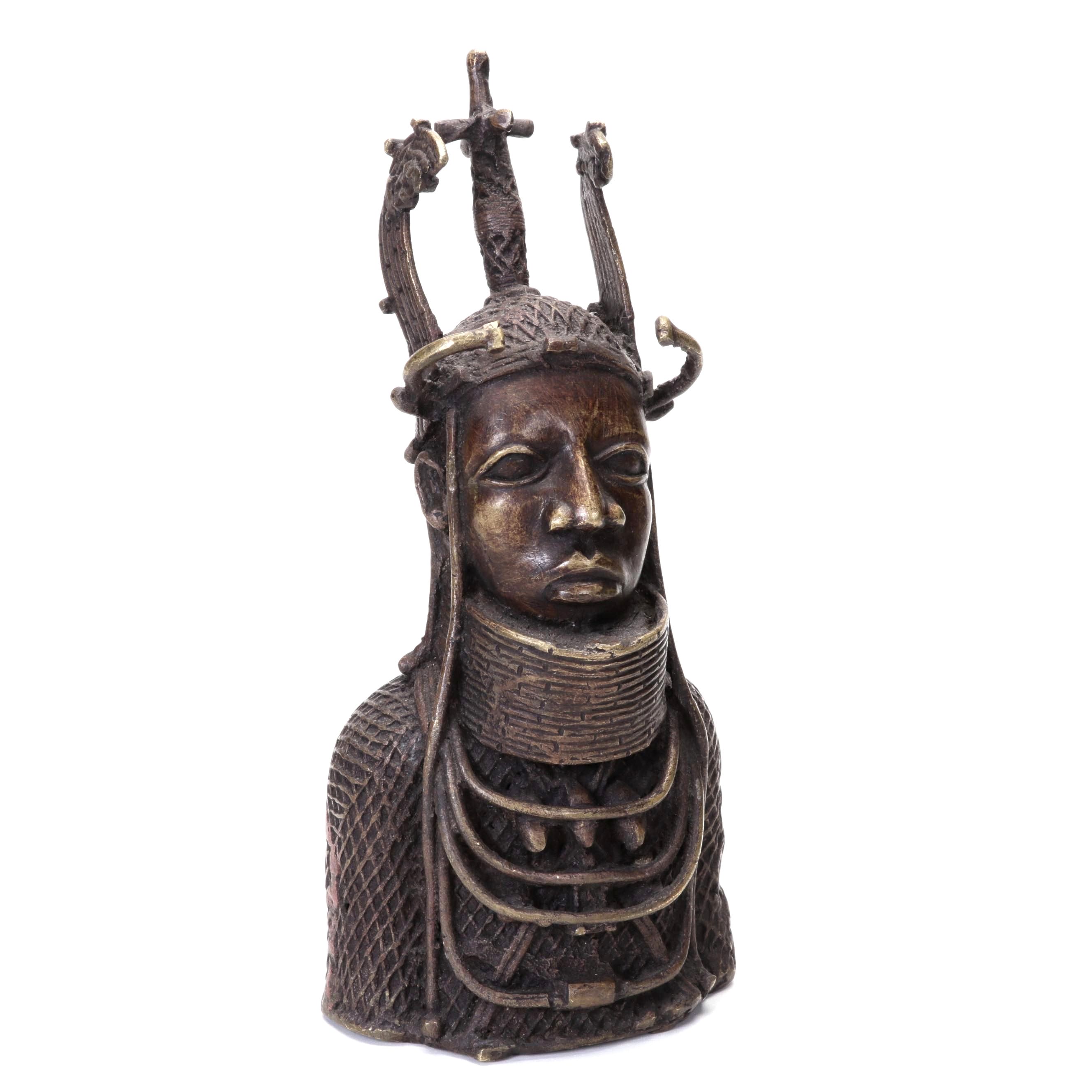 Benin Bronze OBA Memorial Head Sculpture