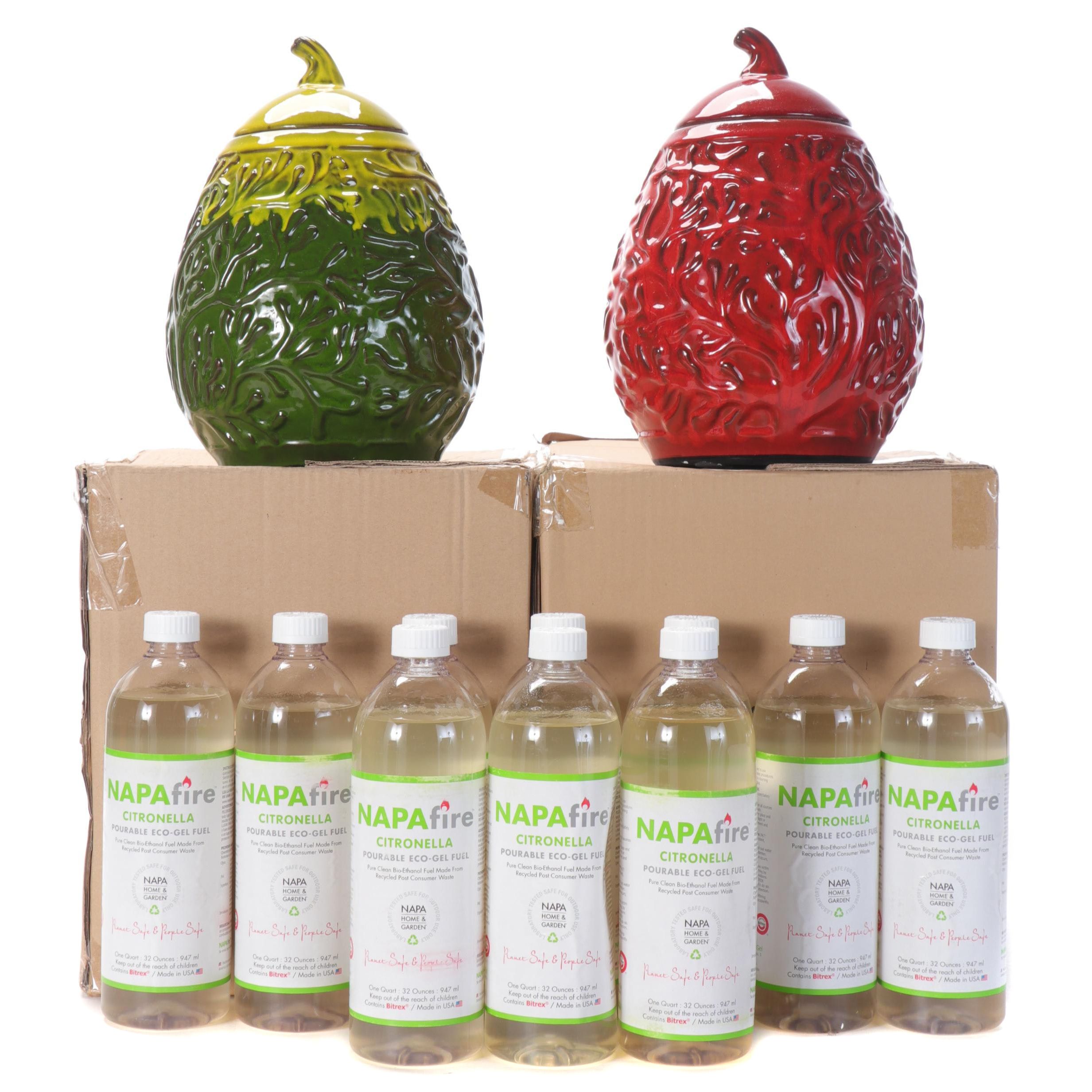 Napa Home & Garden Glazed Terracotta Fire Pots with Citronella Oil