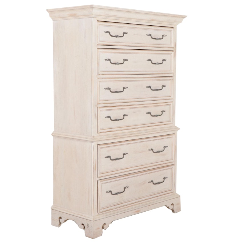 Drexel Lineage White-Finished Chest-on-Chest Form Chest of Drawers, 21st Century