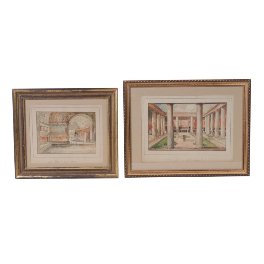 Gallo Giovanni Watercolor Paintings of Pompeii Sites, 1946