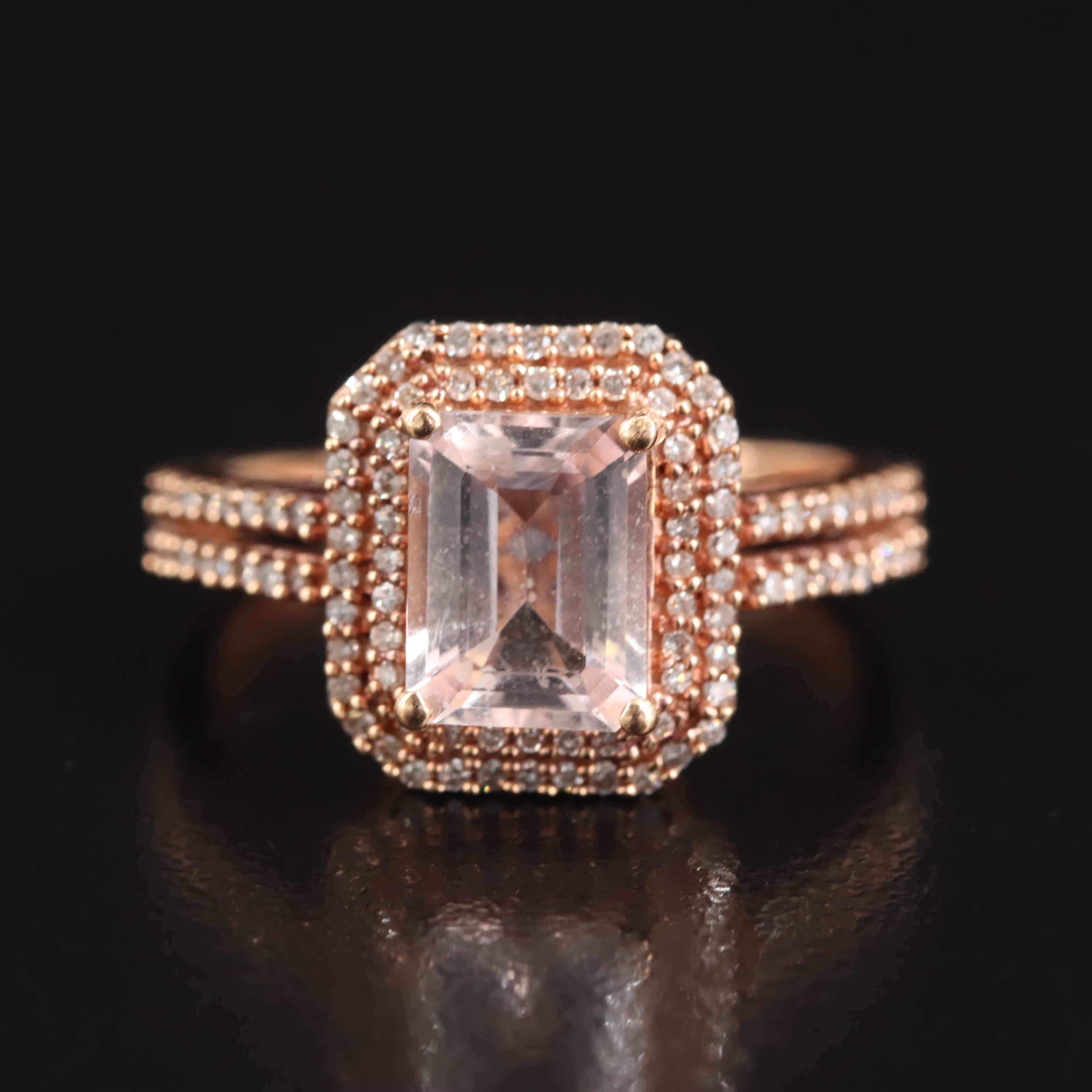 14K Morganite and Diamond Ring