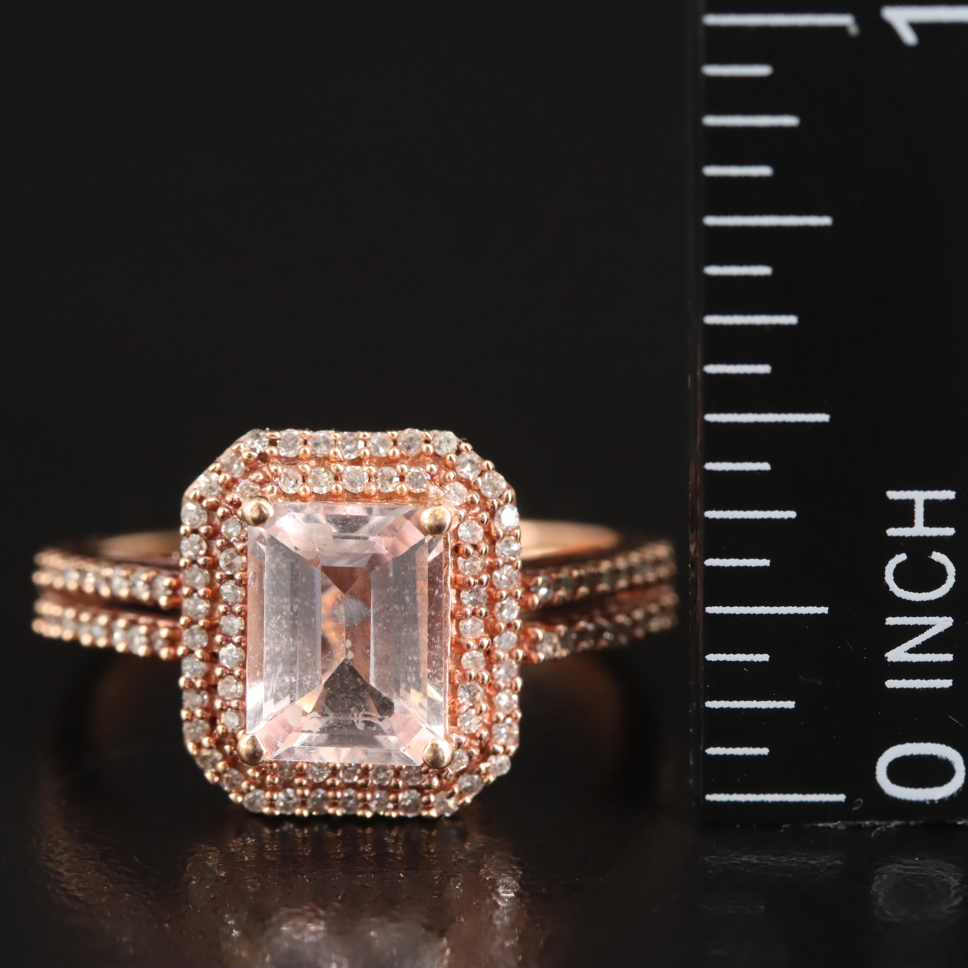 14K Morganite and Diamond Ring