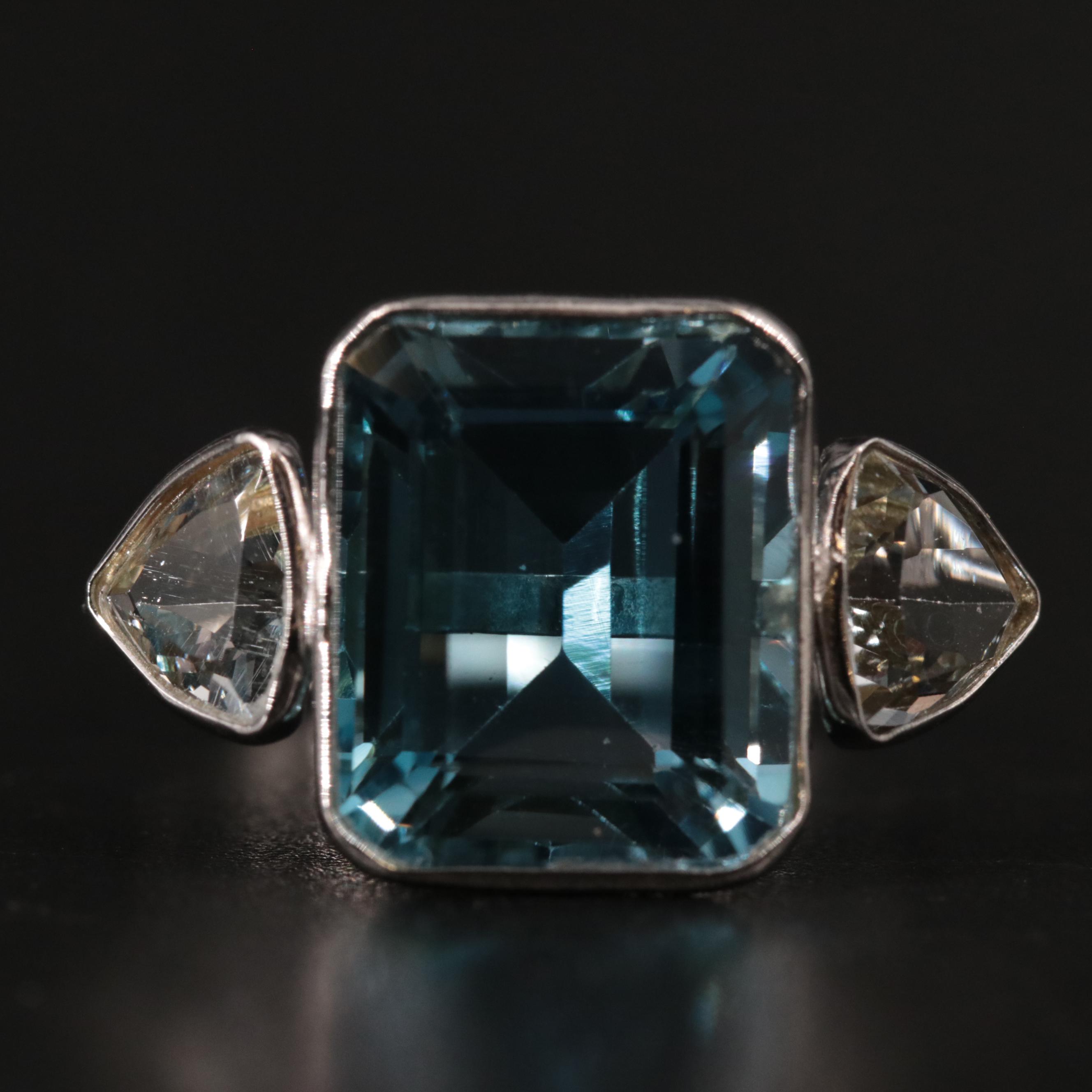 14K Topaz and Aquamarine Ring