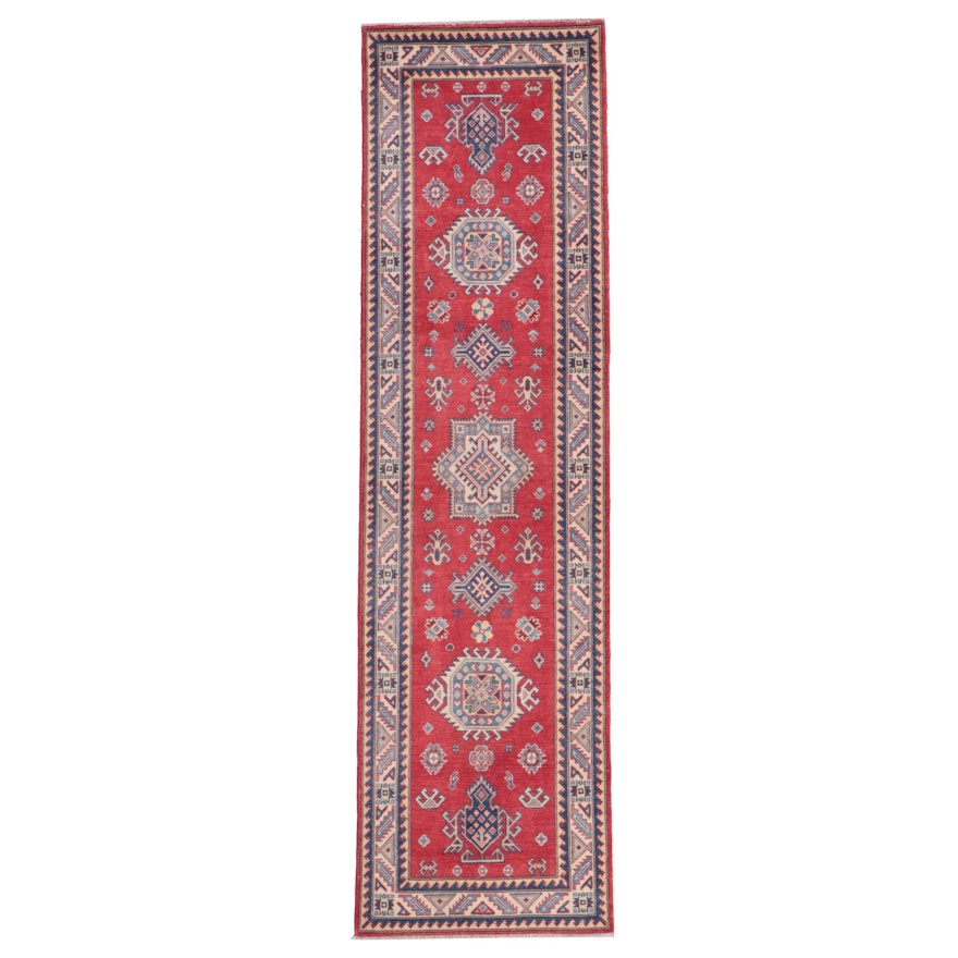 2'8 x 9'9 Hand-Knotted Afghan Kazak Style Carpet Runner