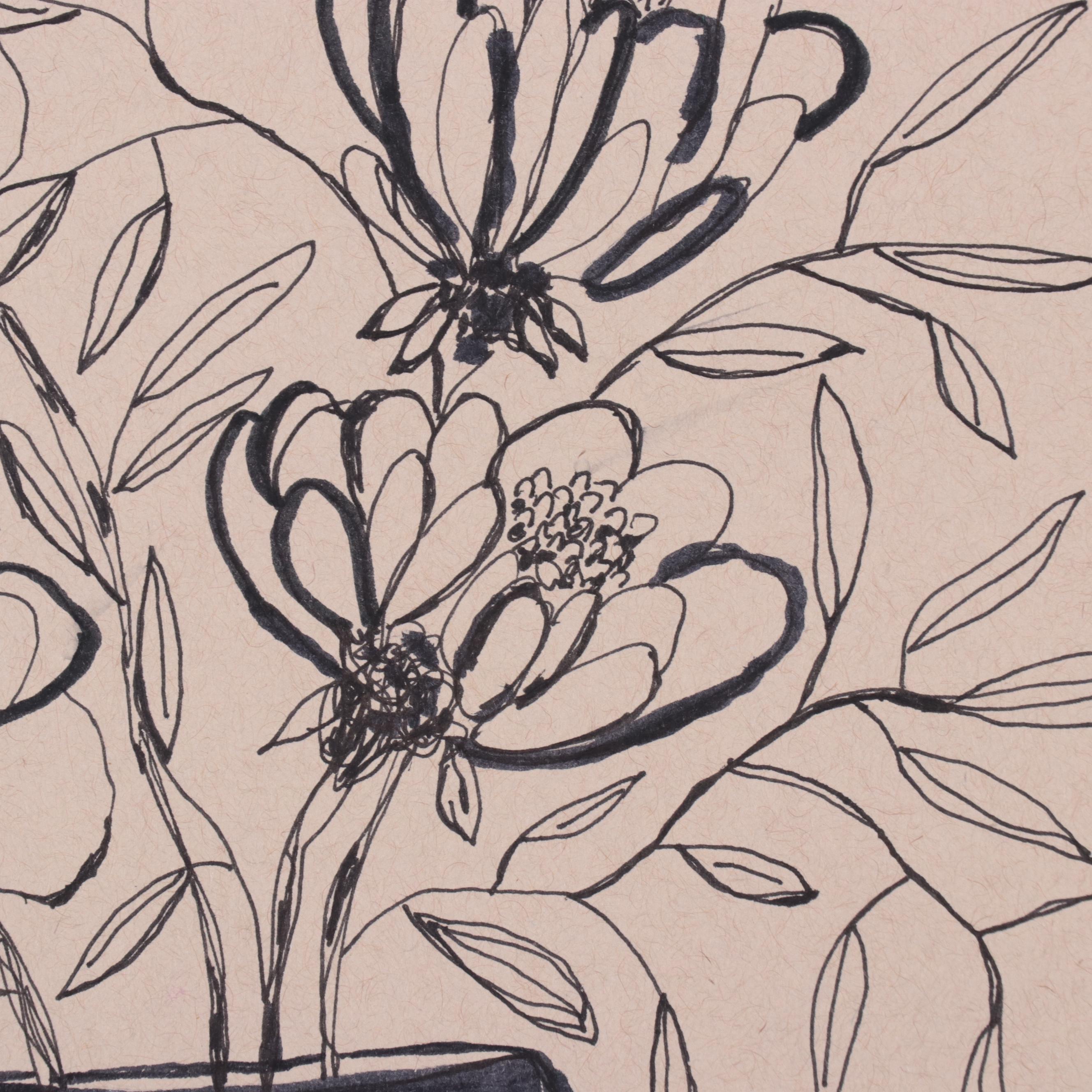 Kait Roberts Floral Mixed Media Drawings, 2020