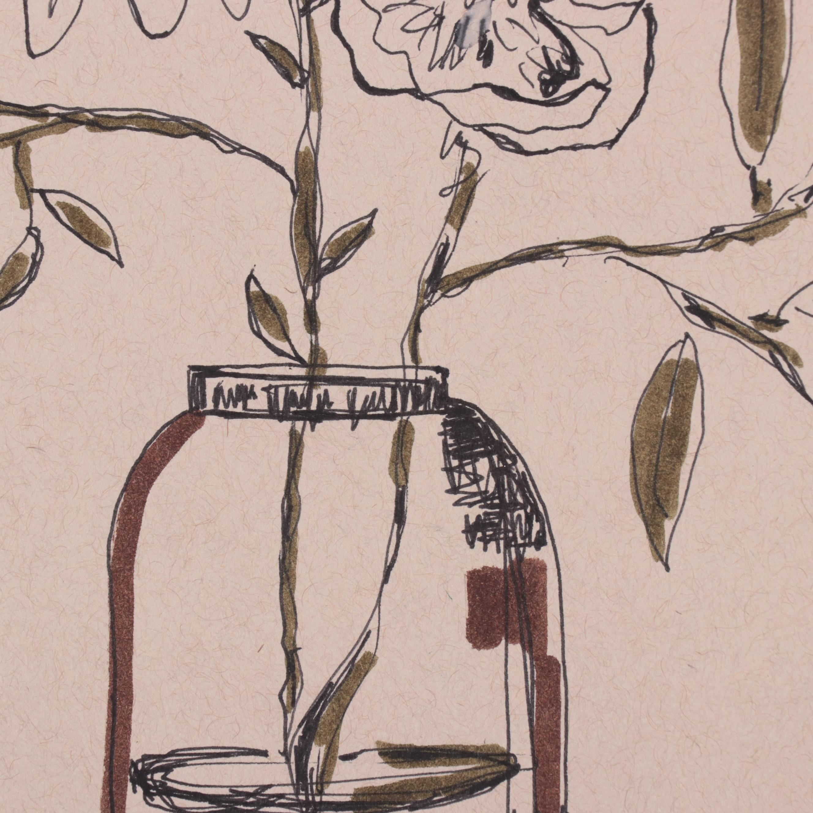 Kait Roberts Floral Mixed Media Drawings, 2020