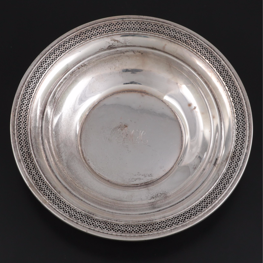 American Sterling Silver Reticulated Rim Serving Bowl