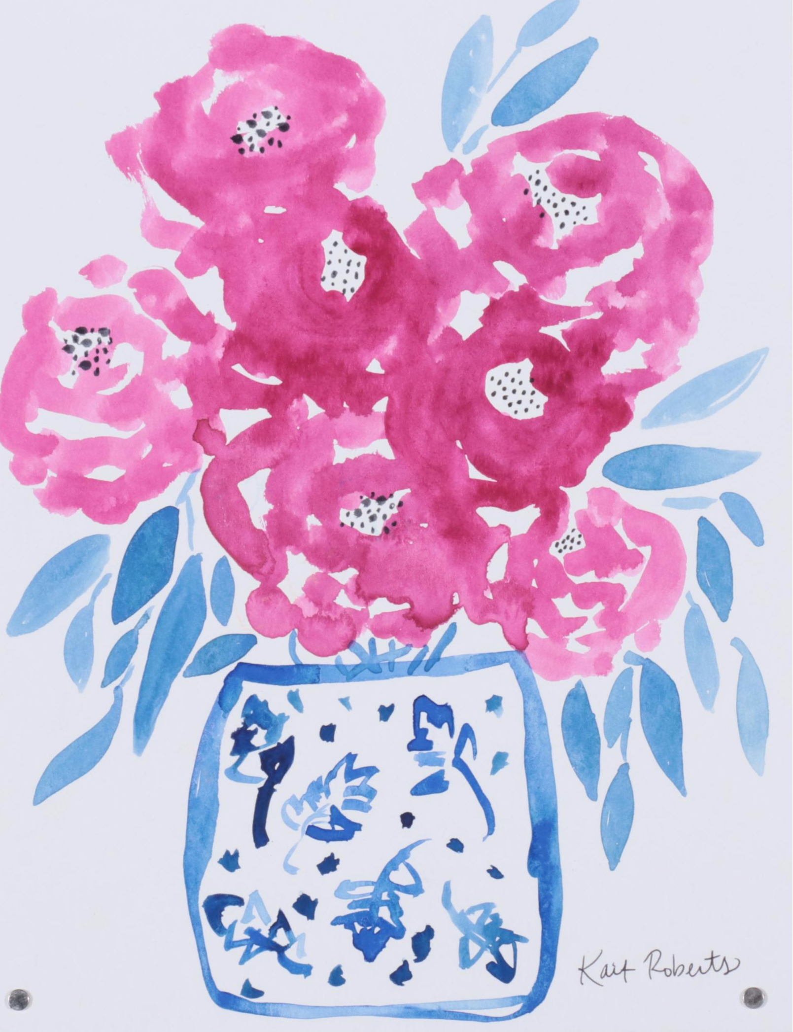 Kait Roberts Floral Watercolor Paintings, 21st Century