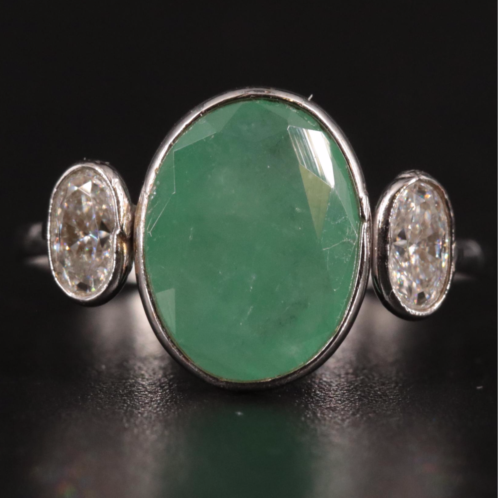 14K Emerald and Moissanite Ring