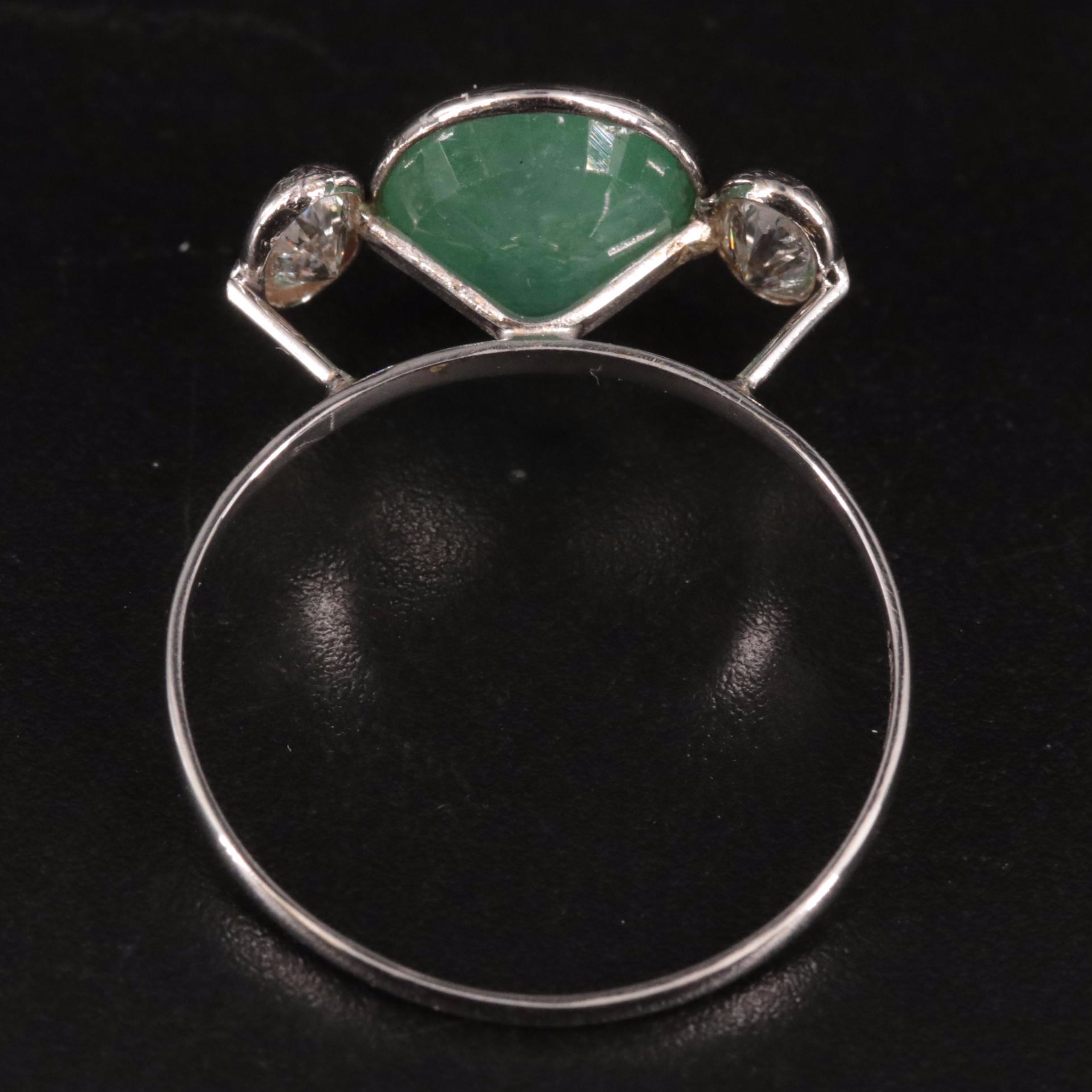 14K Emerald and Moissanite Ring