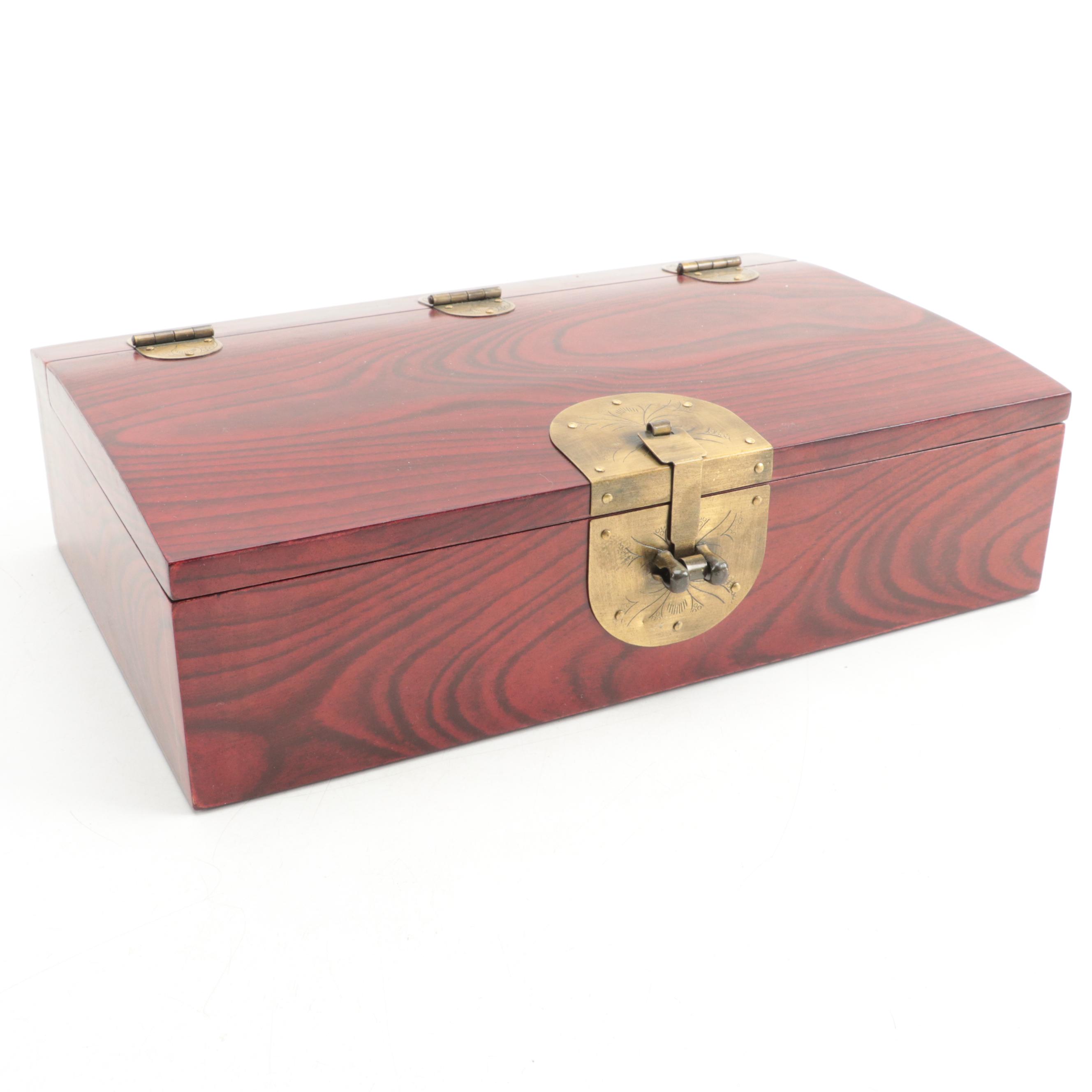 Chinese Rosewood and Brass Document Lock Box