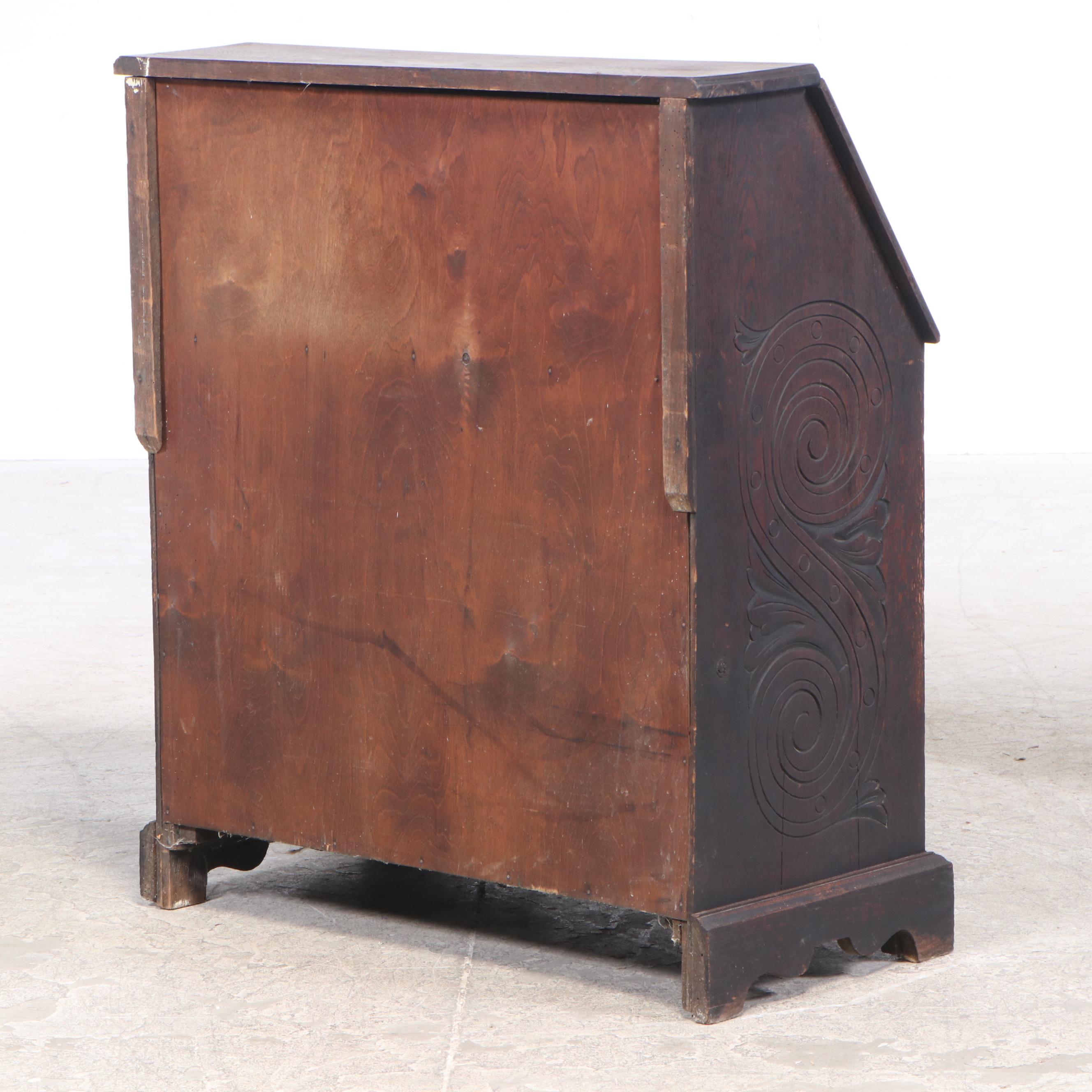 Victorian Renaissance Style Carved Oak Slant-Front Desk, Late 19th Century