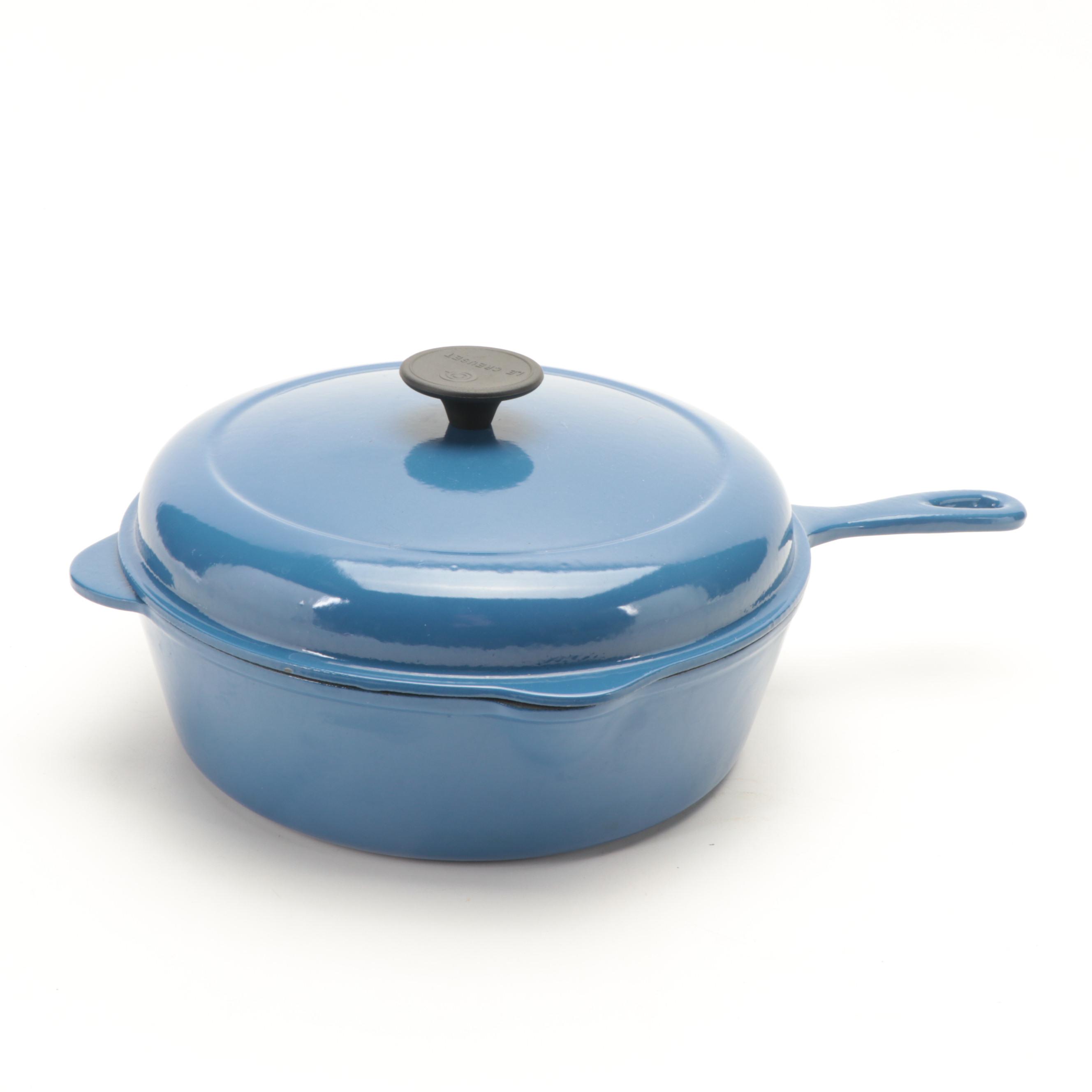 Le Creuset Dark Blue Enameled Cast Iron Pans and Trivets