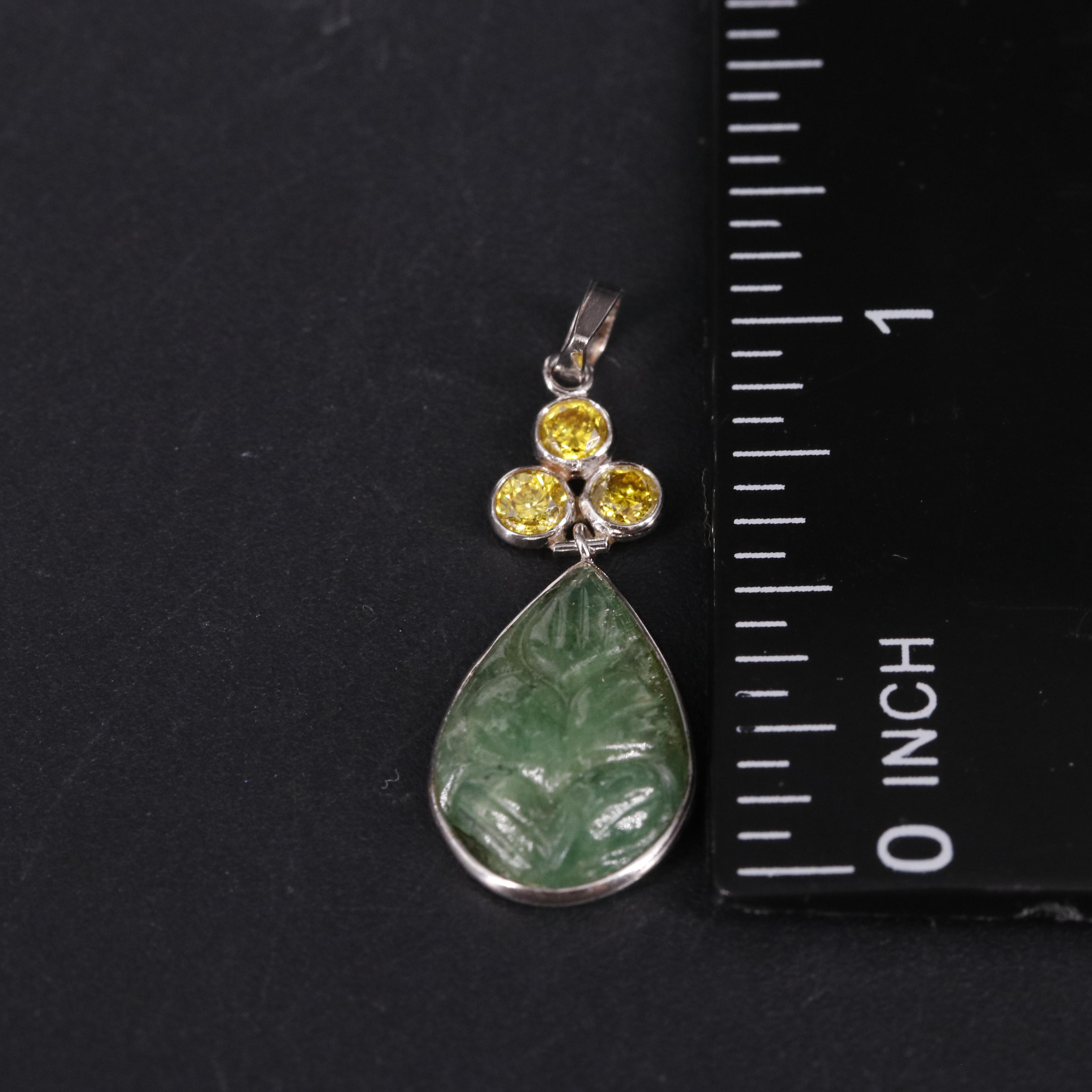 14K Yellow Lab Grown Diamond and Emerald Pendant