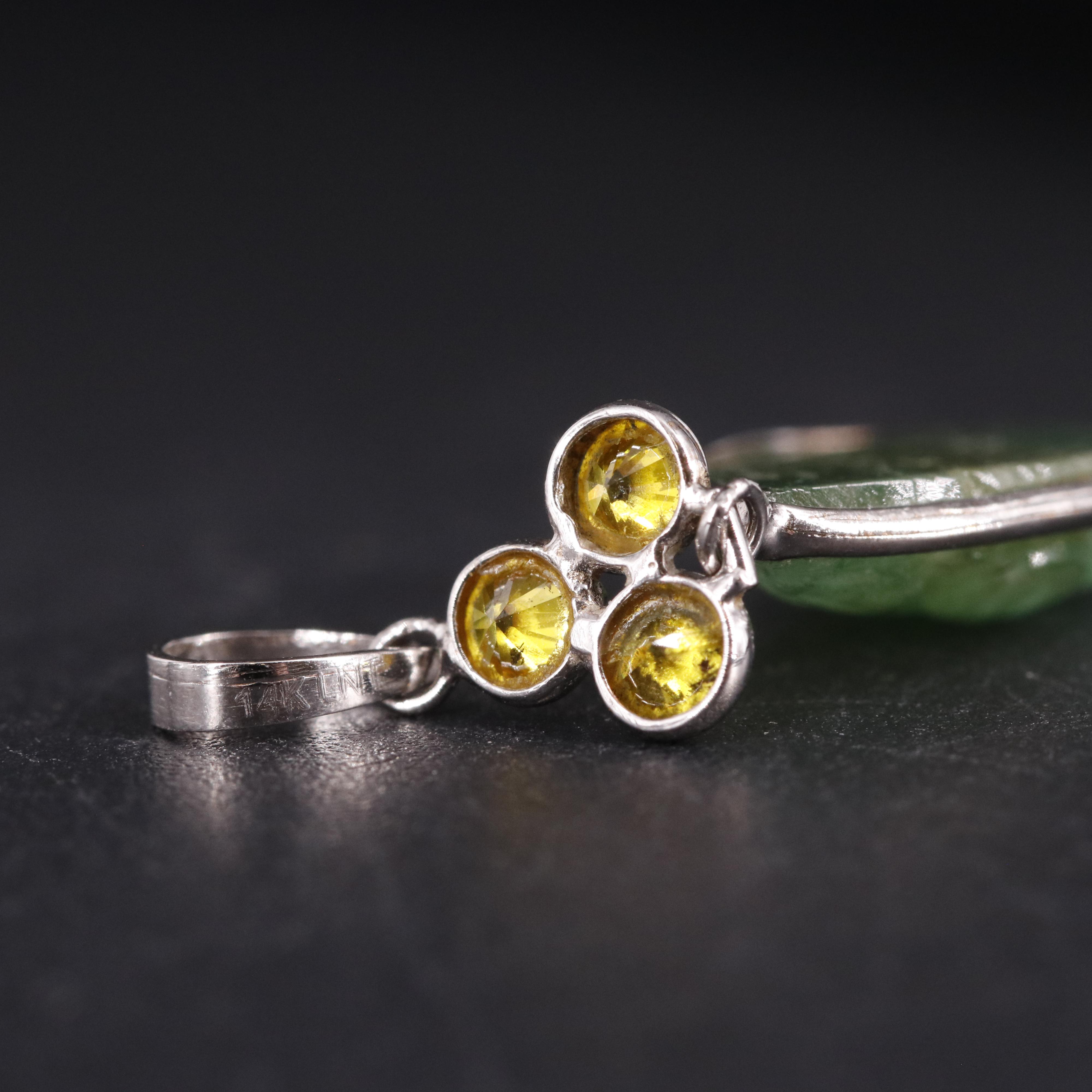 14K Yellow Lab Grown Diamond and Emerald Pendant