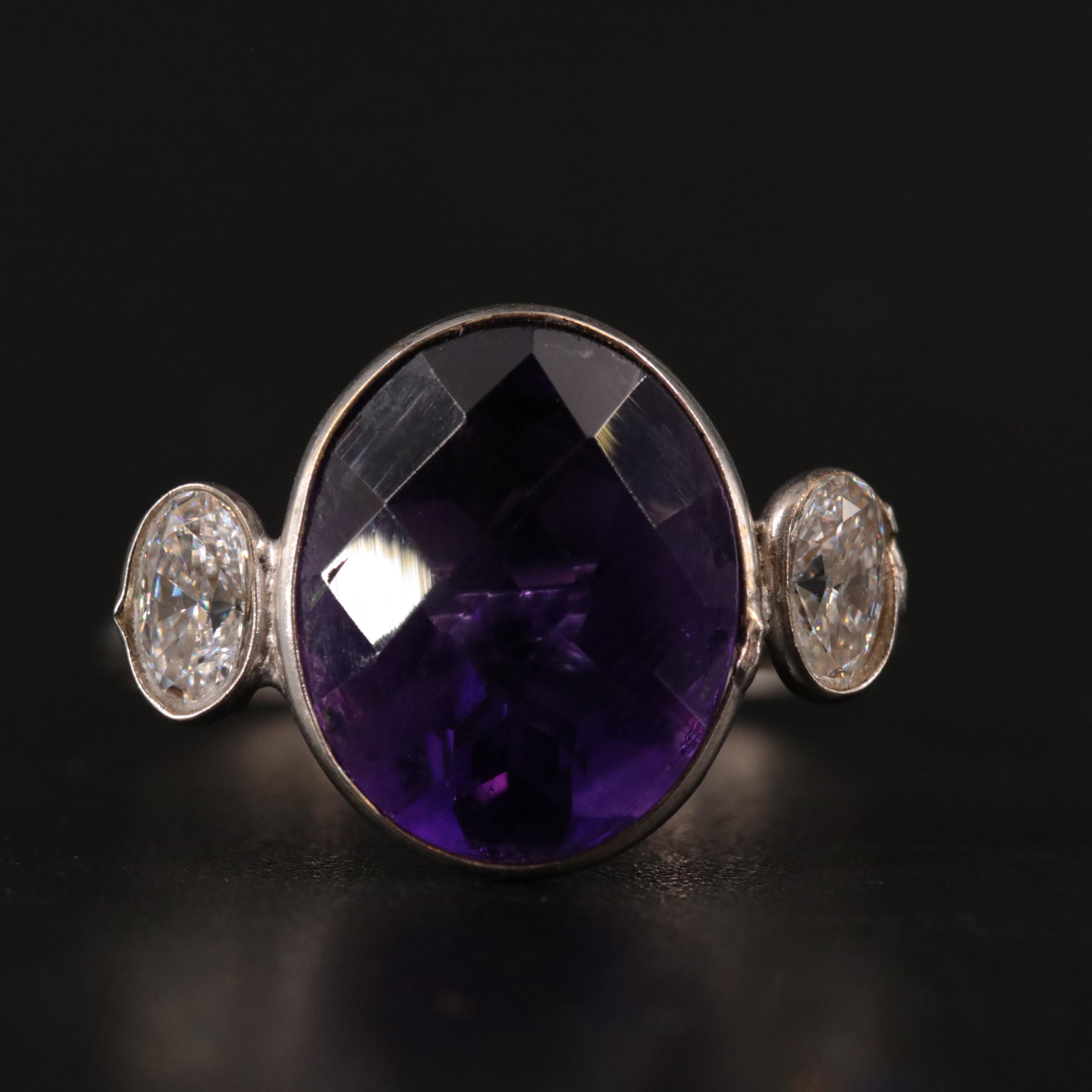 14K Amethyst and Moissanite Ring