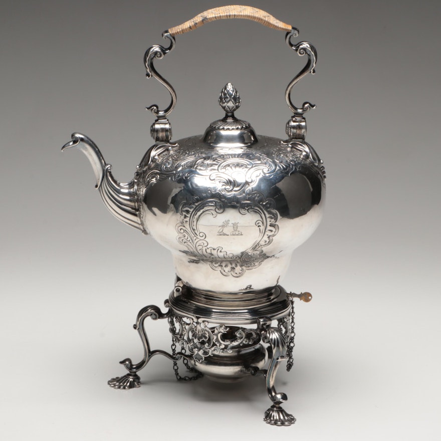 George Methuen English Sterling Silver Teapot on Warming Stand, 1746
