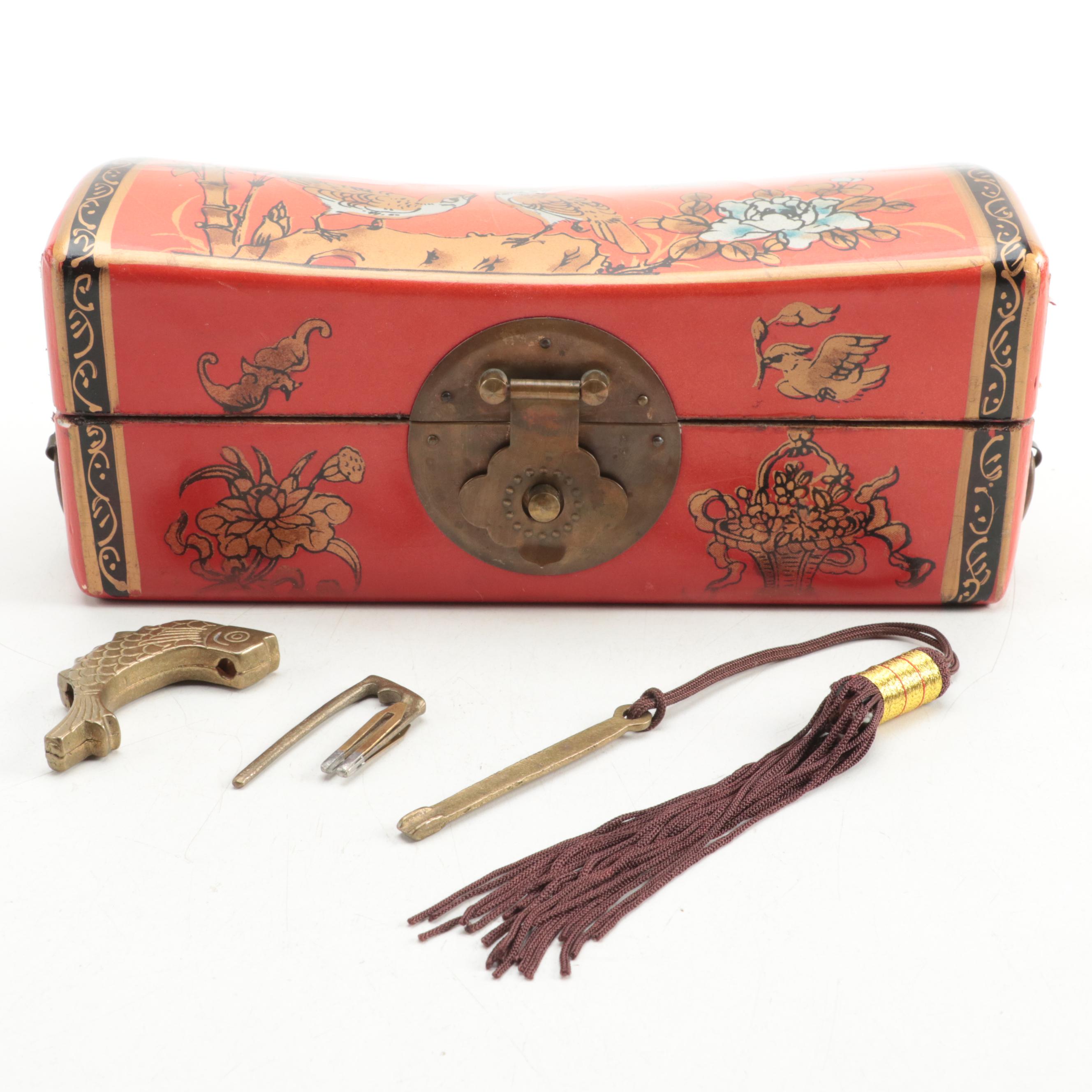 Chinese Lacquered Wood Opium Pillow Box