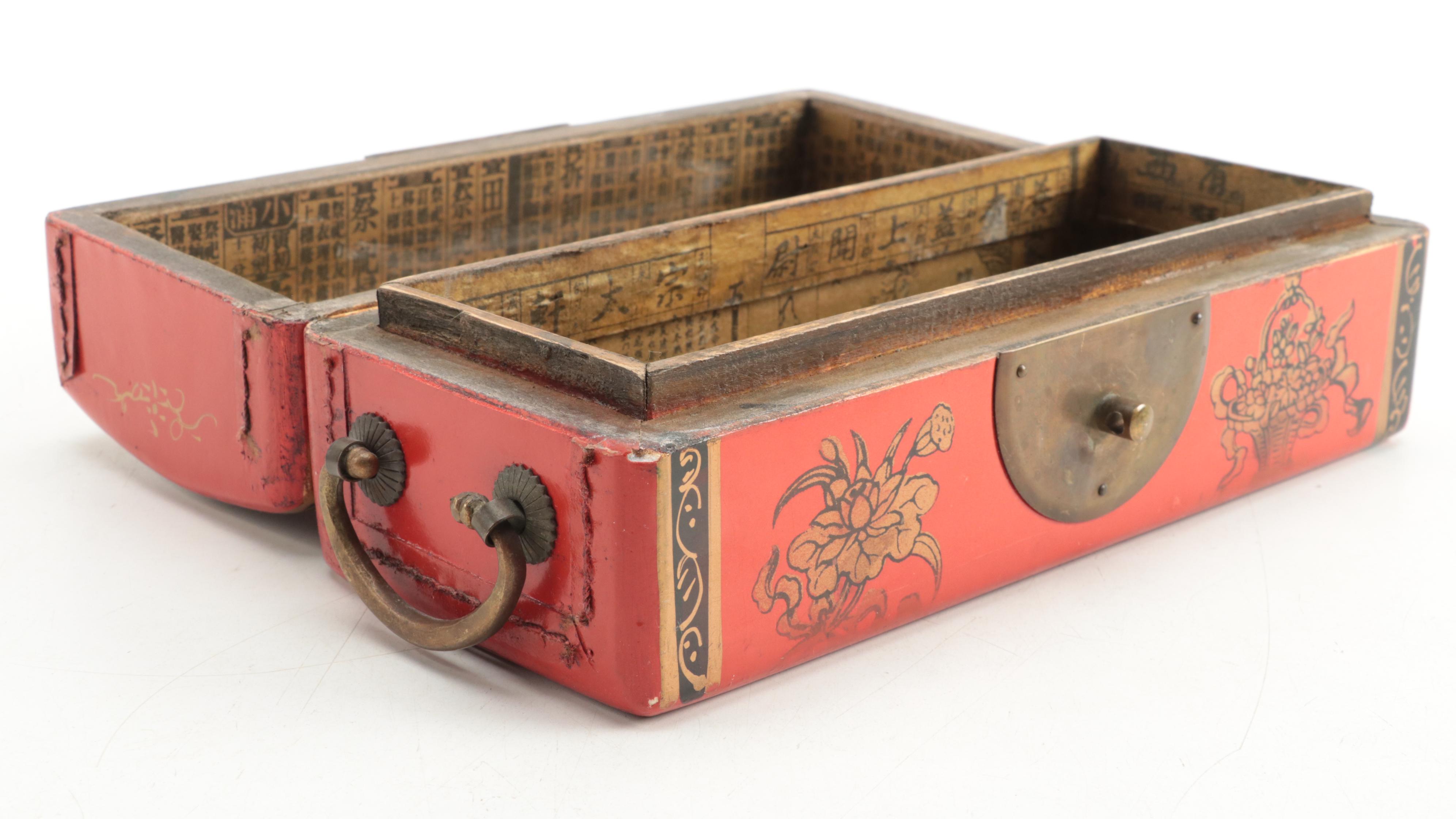 Chinese Lacquered Wood Opium Pillow Box