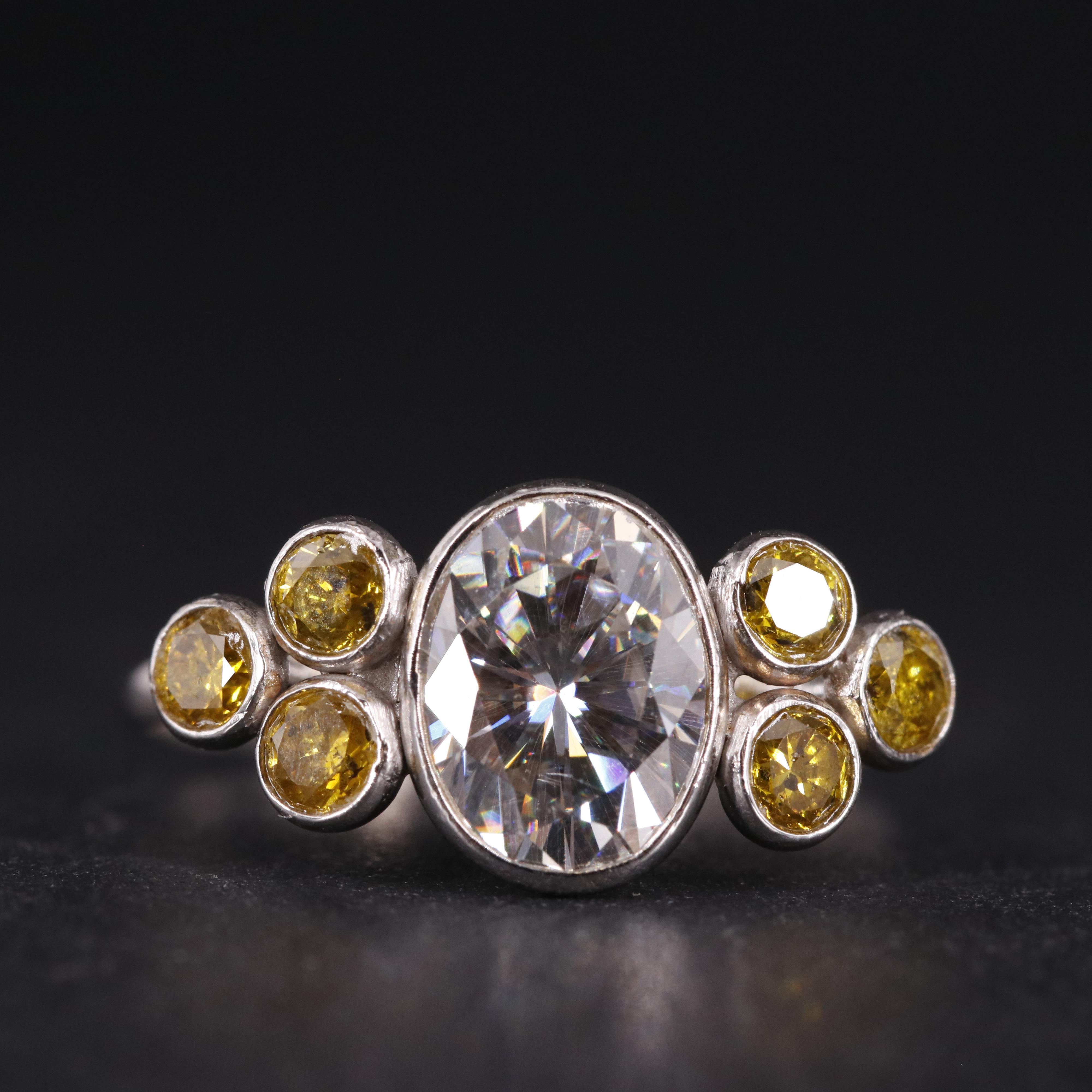 14K Yellow Lab Grown Diamond and Moissanite Ring