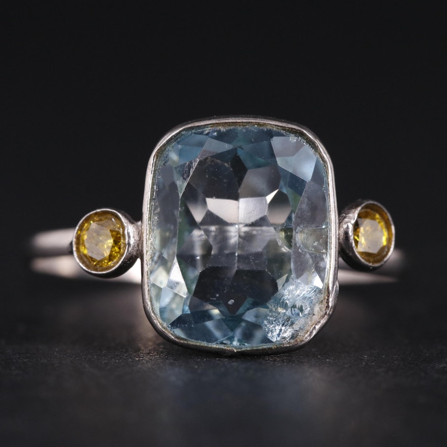 14K Yellow Lab Grown Diamond and Topaz Ring