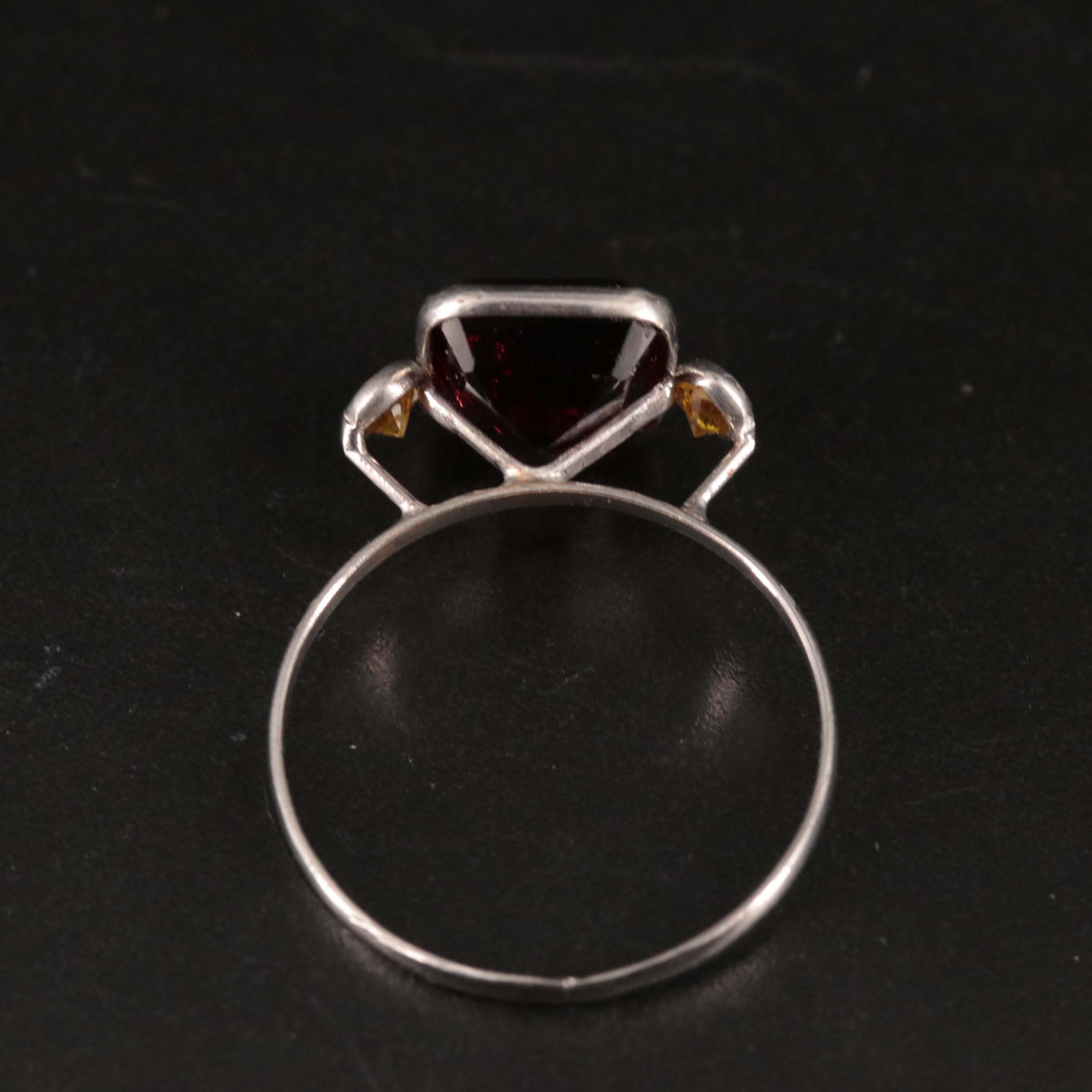 14K Lab Grown Yellow Diamond and Garnet Ring