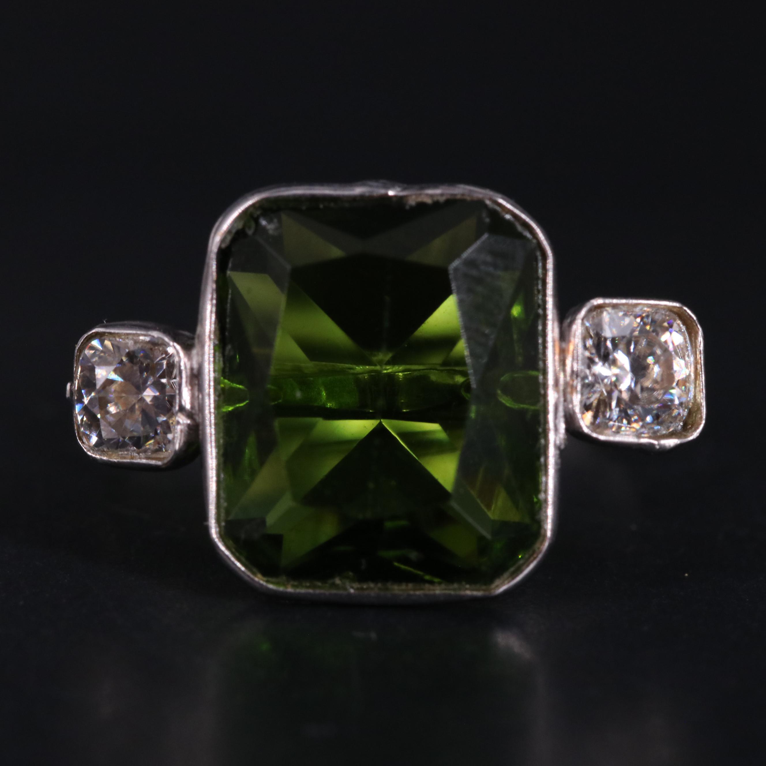 14K Peridot and Moissanite Ring