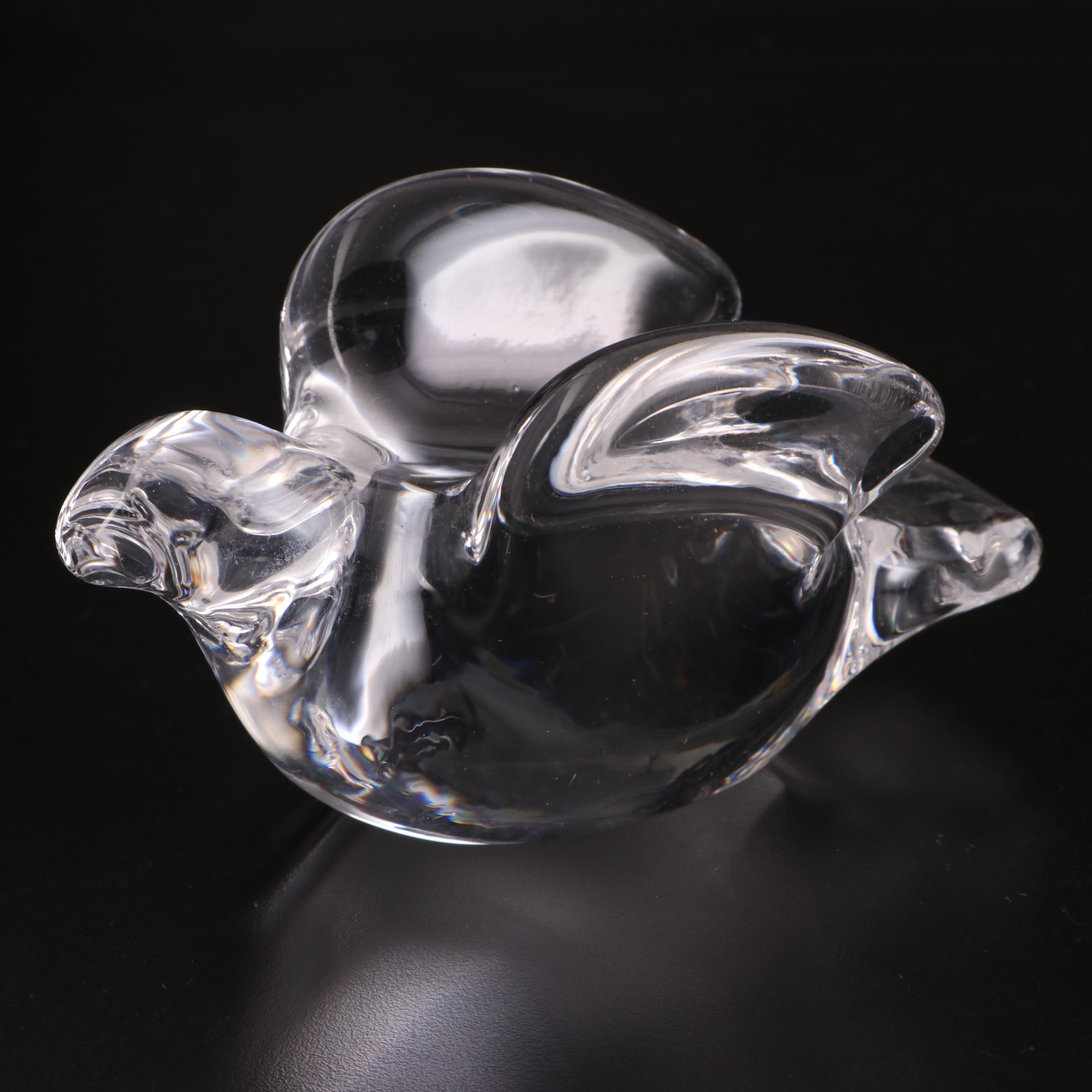 Baccarat Crystal Giraffe with Orrefors Glass Bird and Rabbit Figurines