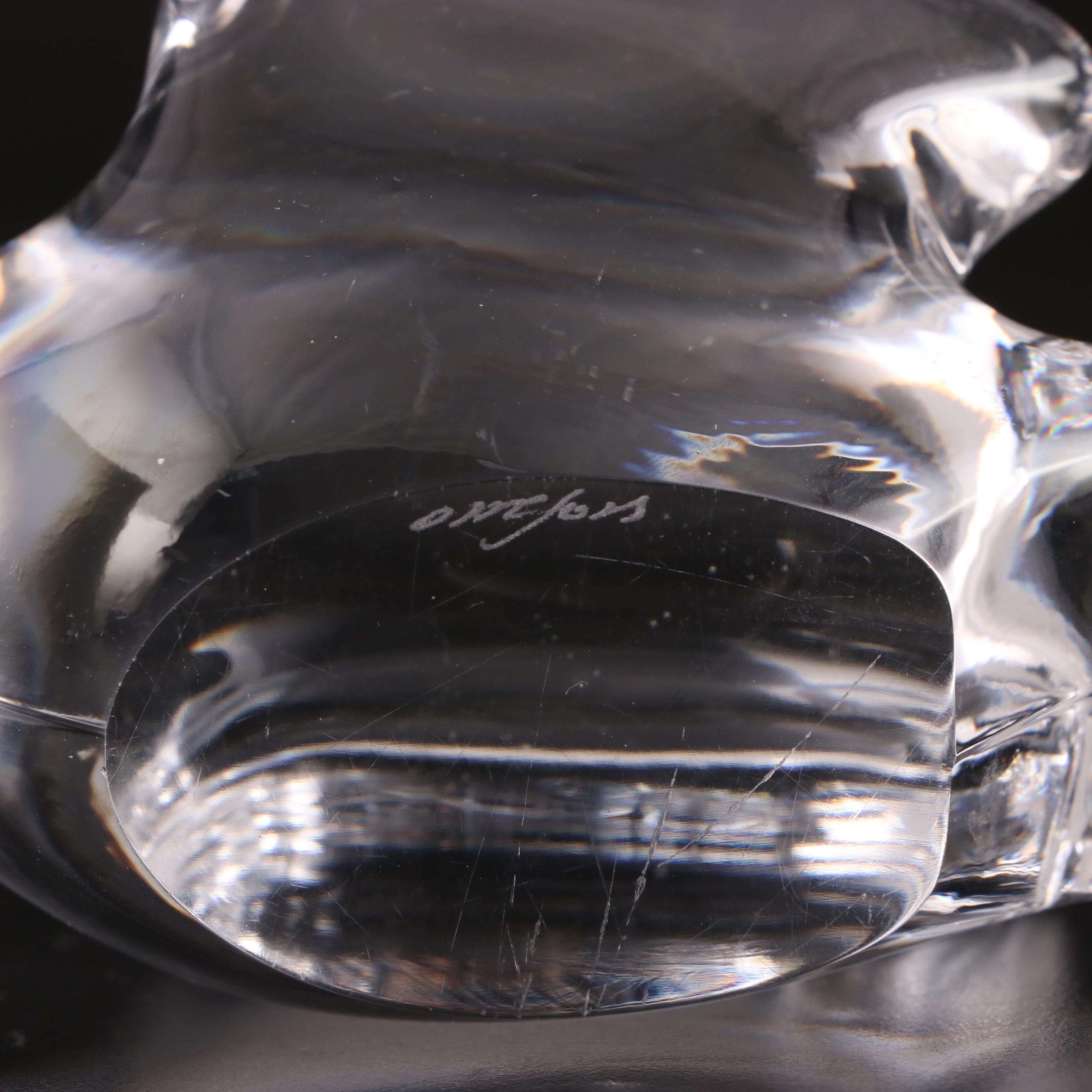 Baccarat Crystal Giraffe with Orrefors Glass Bird and Rabbit Figurines