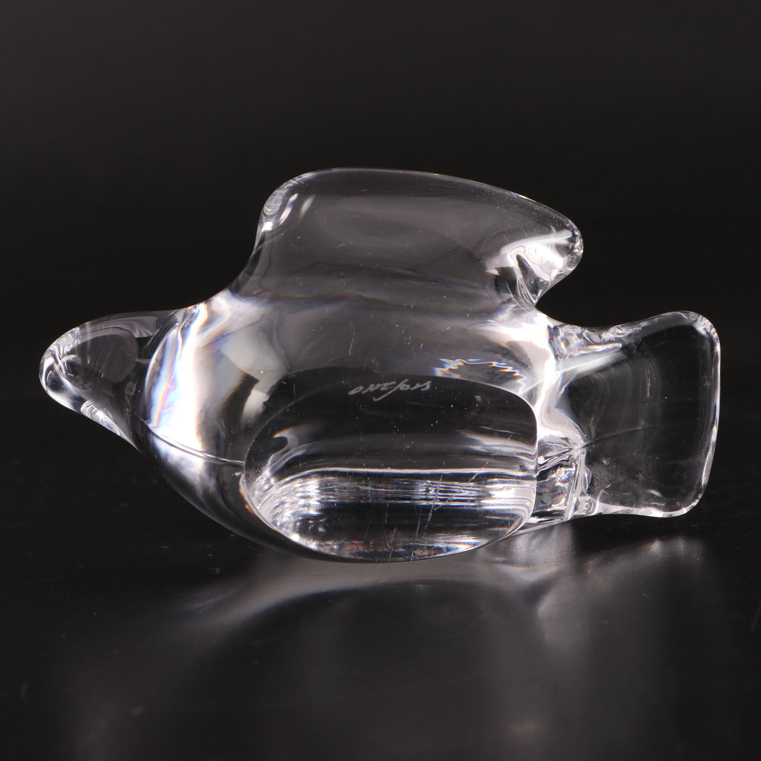 Baccarat Crystal Giraffe with Orrefors Glass Bird and Rabbit Figurines