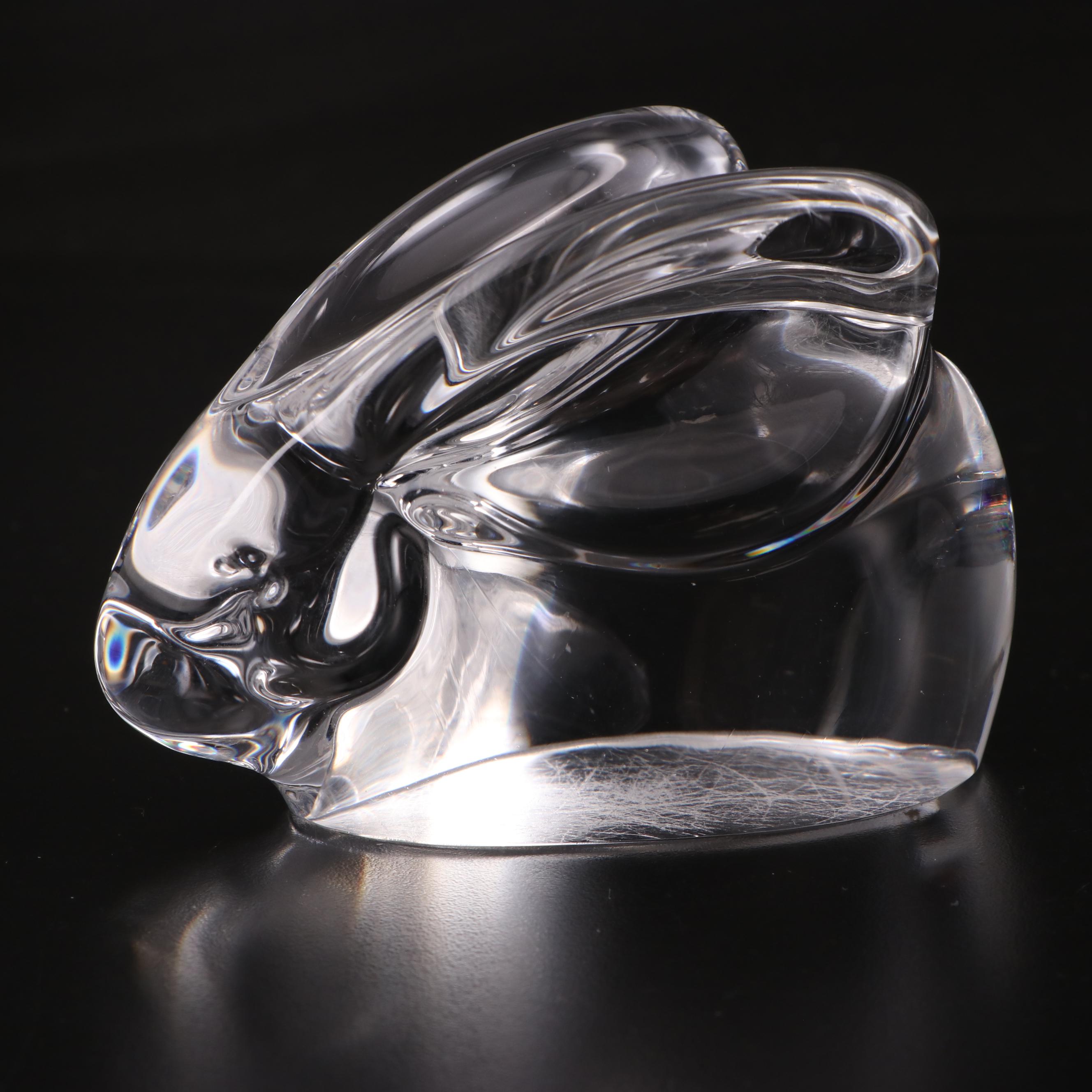 Baccarat Crystal Giraffe with Orrefors Glass Bird and Rabbit Figurines