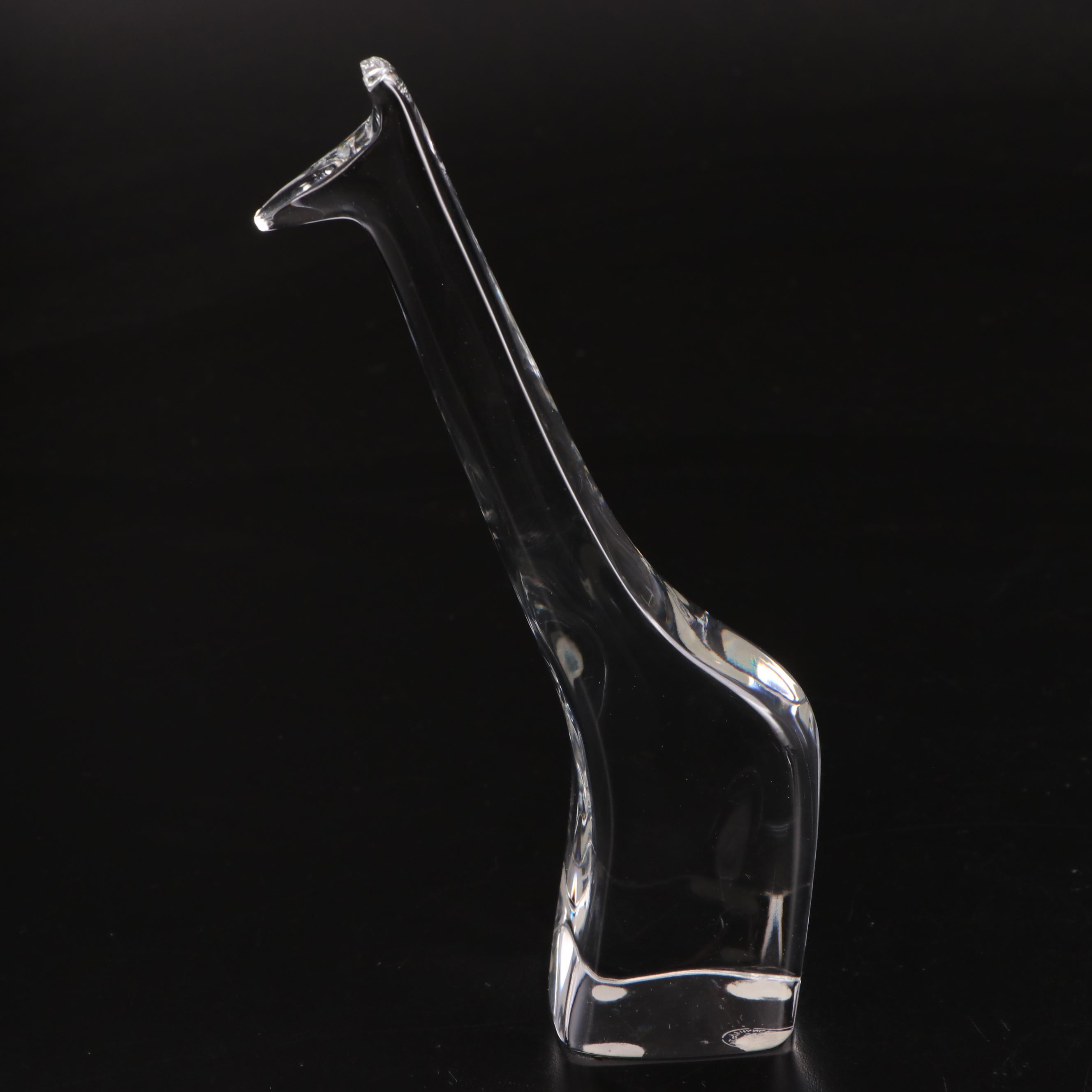 Baccarat Crystal Giraffe with Orrefors Glass Bird and Rabbit Figurines