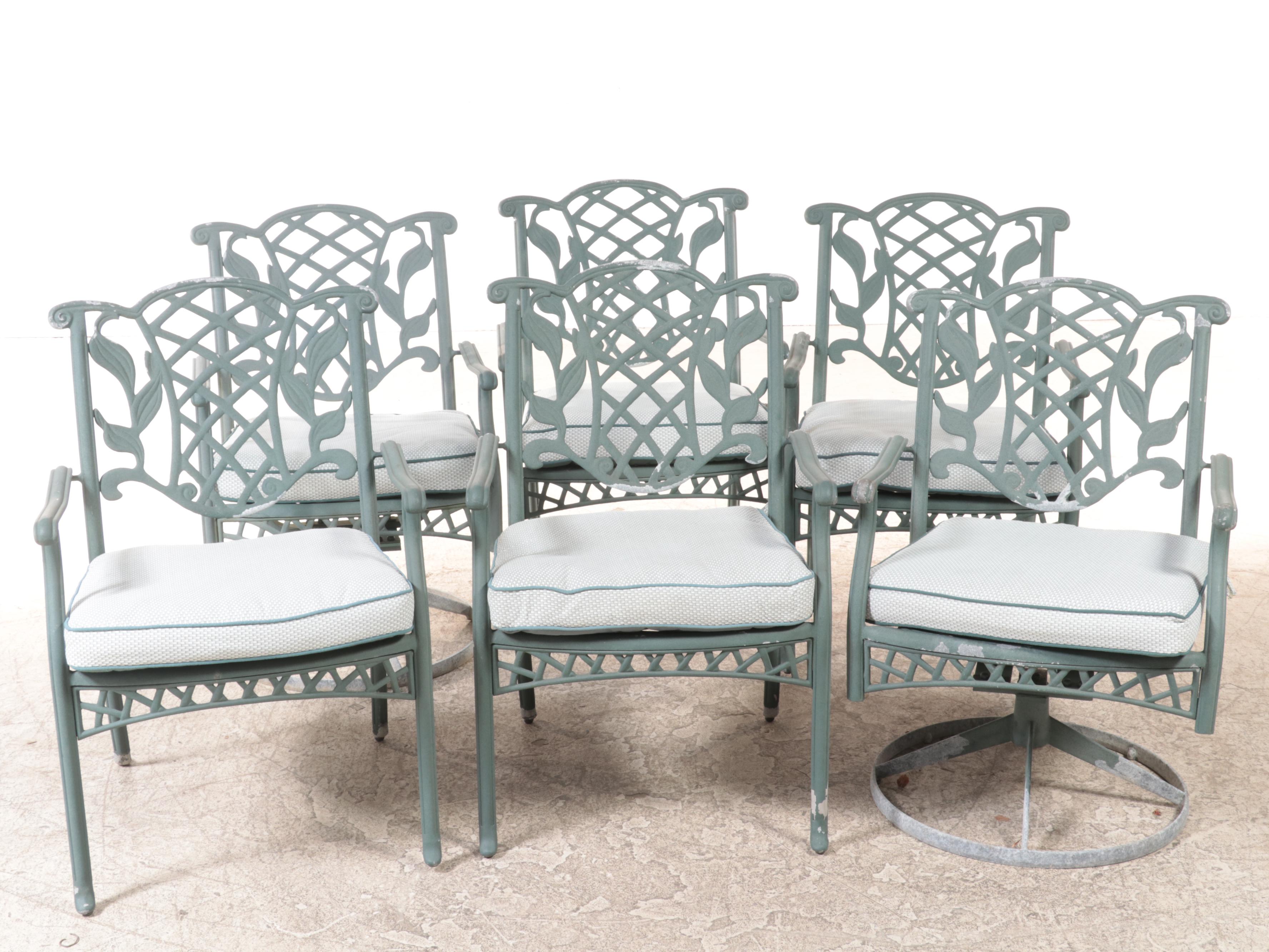 Painted Cast Aluminum Patio Dining Set with Umbrella