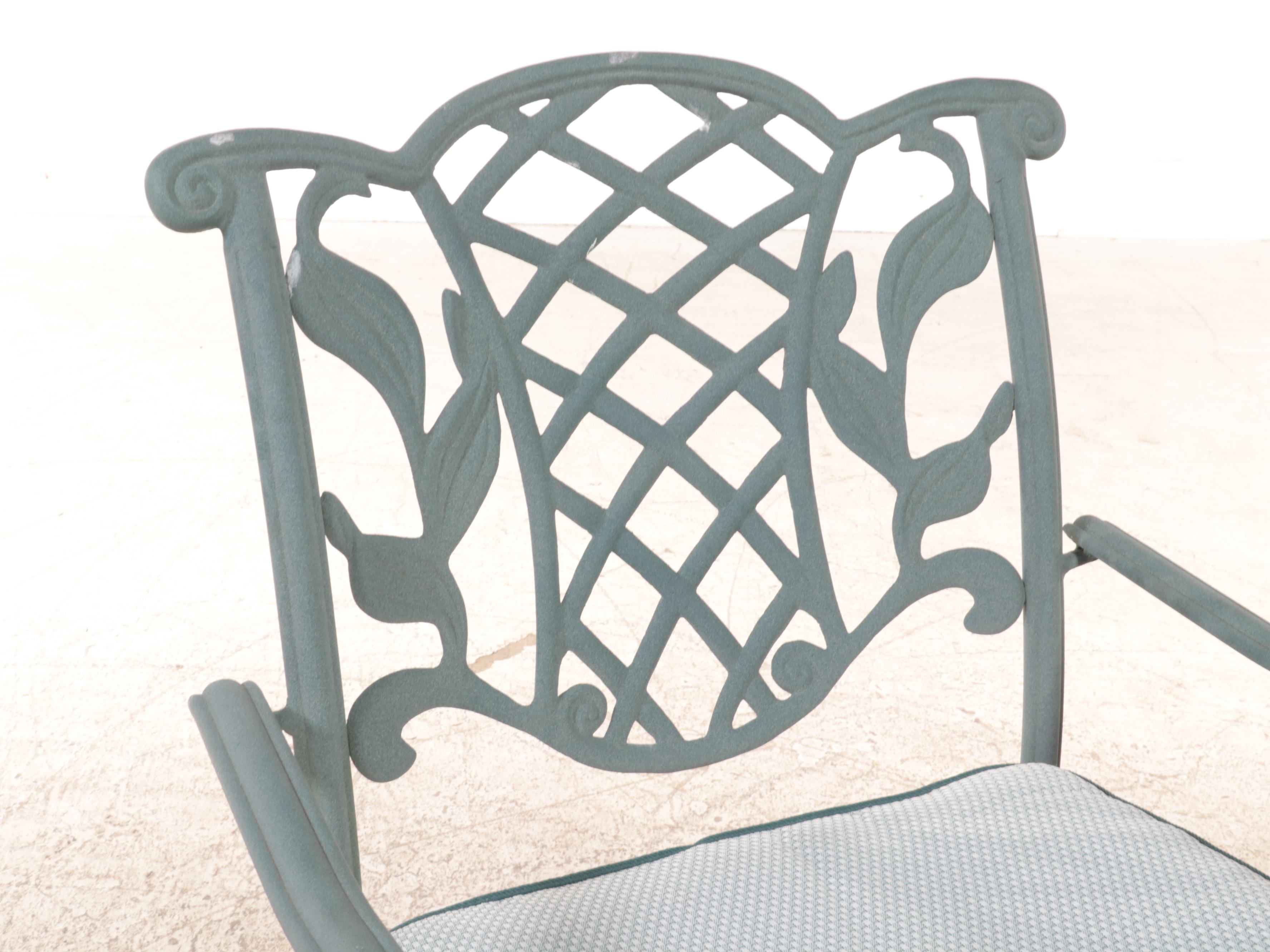 Painted Cast Aluminum Patio Dining Set with Umbrella