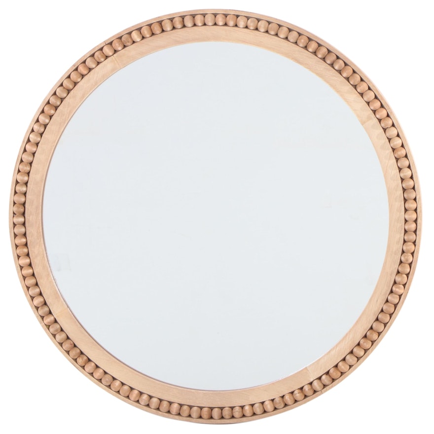 Threshold Beaded Wood Round Wall Mirror