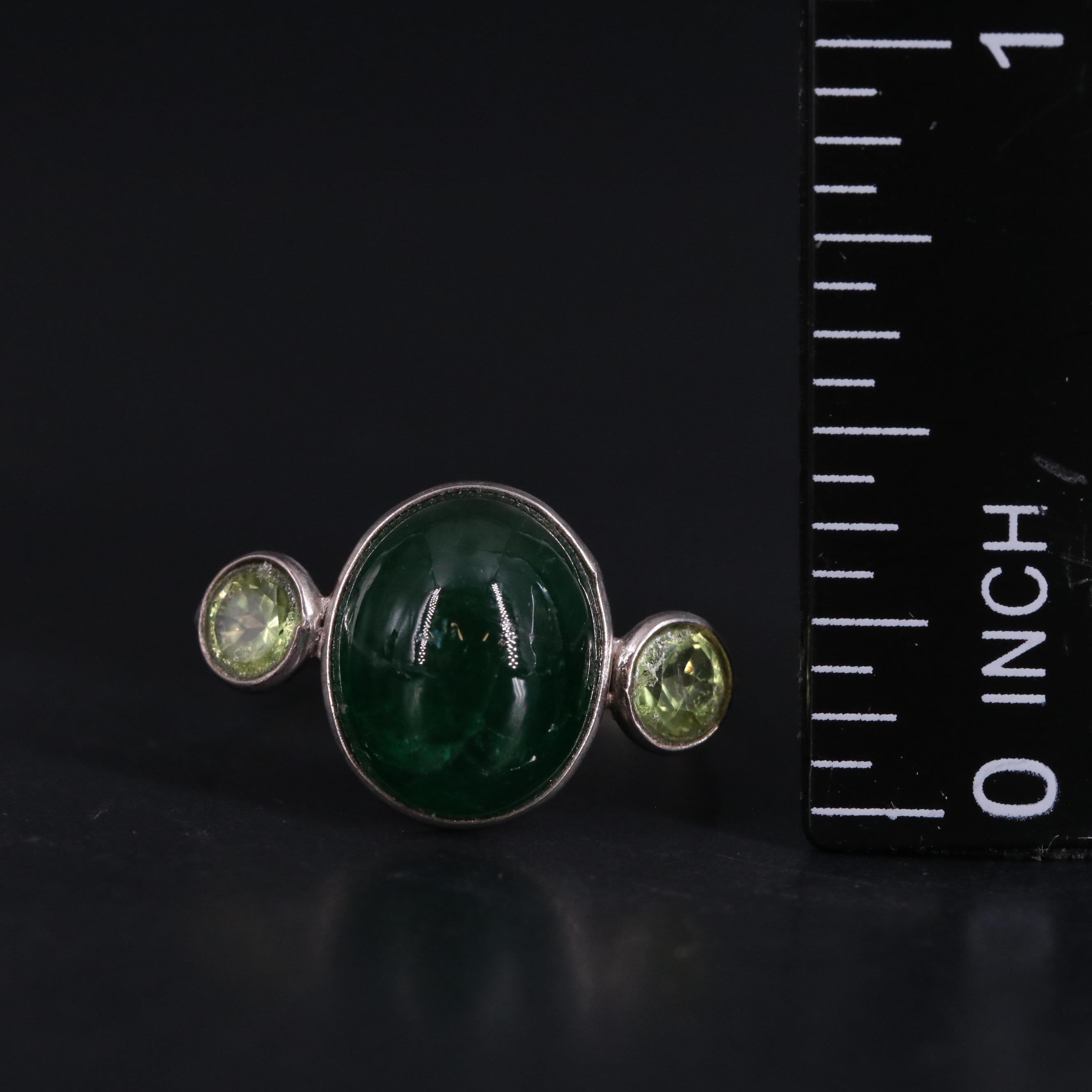 14K Emerald and Peridot Ring