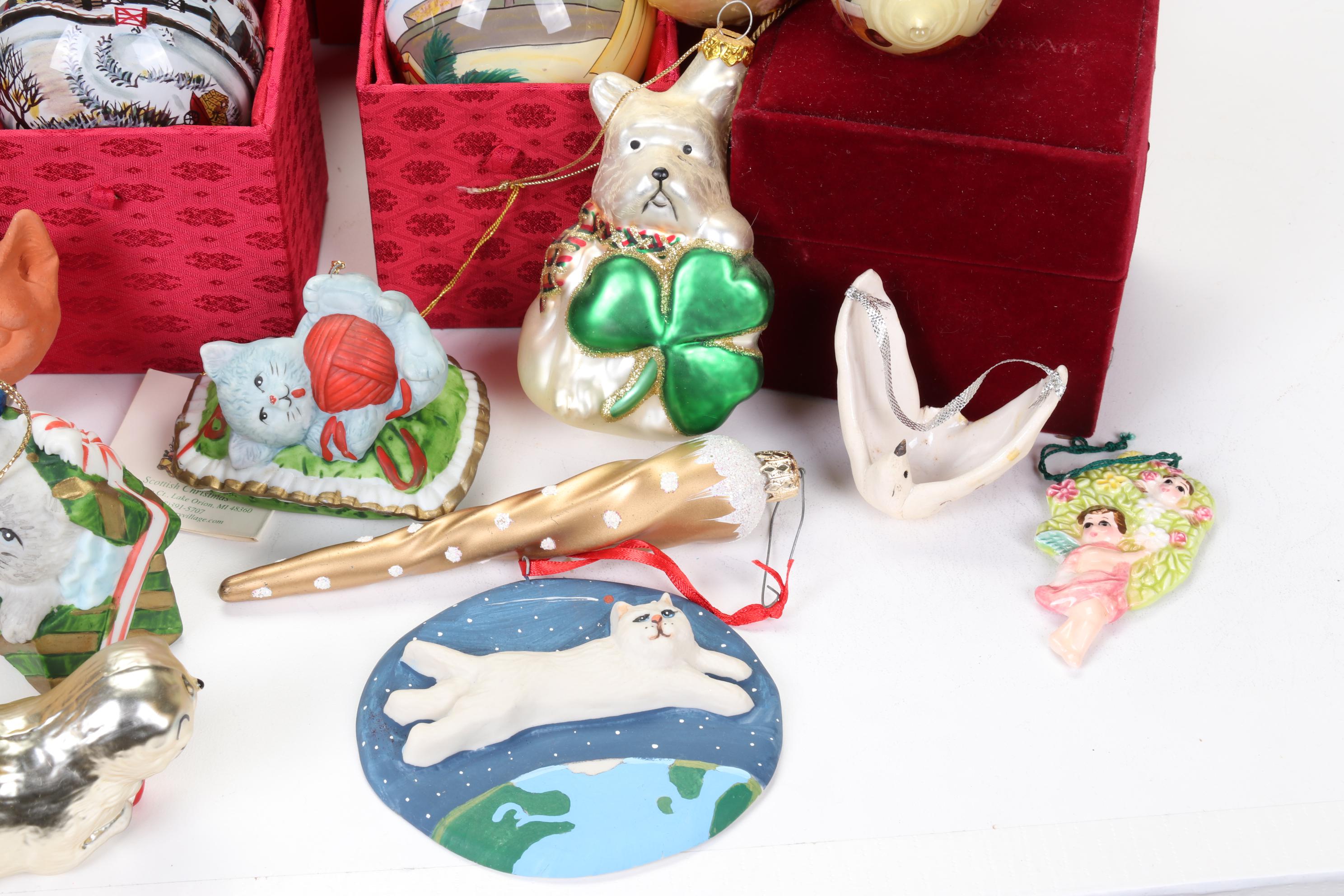Christmas Cat Ornaments Featuring Hallmark, Avon, Lenox, Carlton Cards, and More