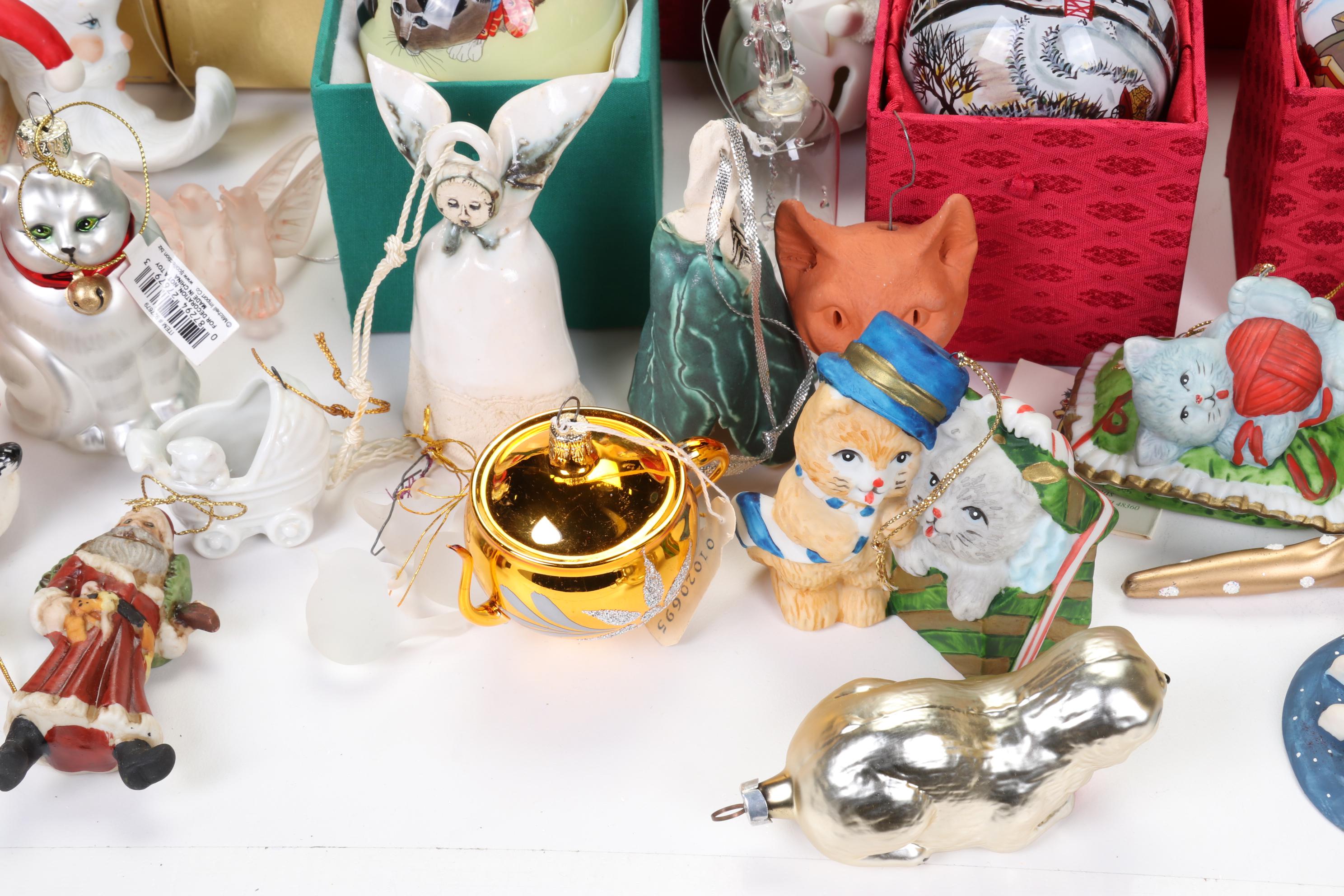 Christmas Cat Ornaments Featuring Hallmark, Avon, Lenox, Carlton Cards, and More