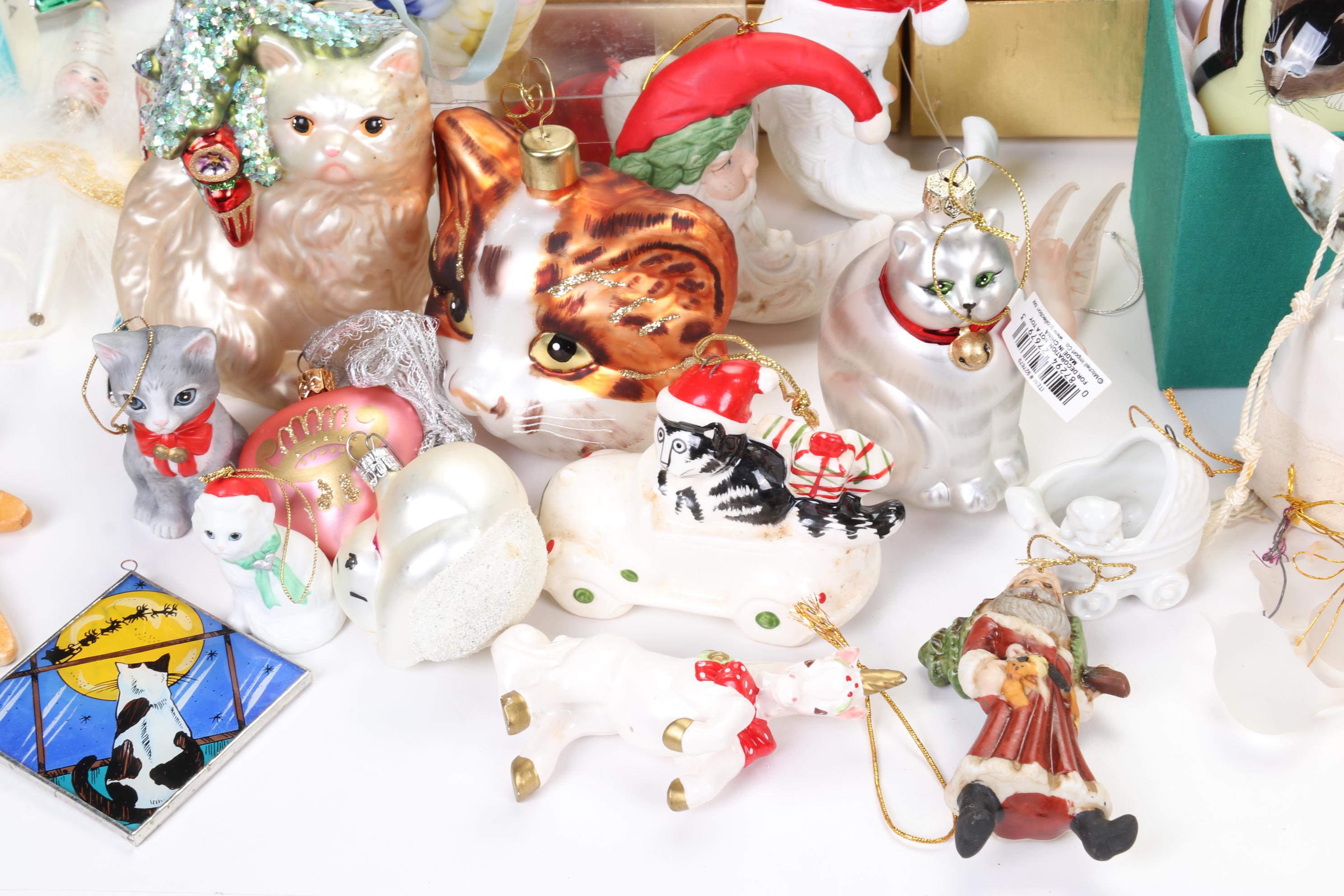 Christmas Cat Ornaments Featuring Hallmark, Avon, Lenox, Carlton Cards, and More