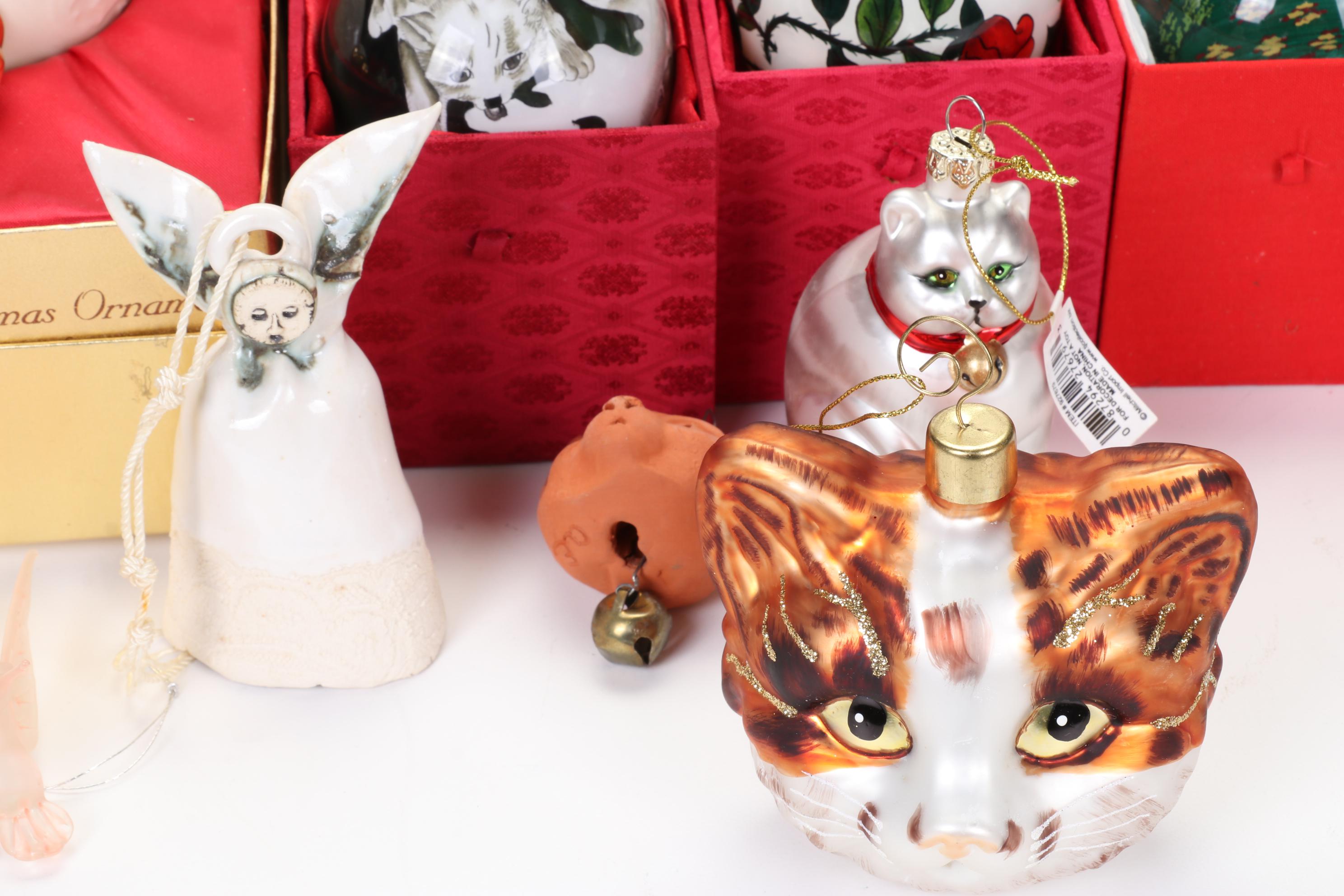 Christmas Cat Ornaments Featuring Hallmark, Avon, Lenox, Carlton Cards, and More