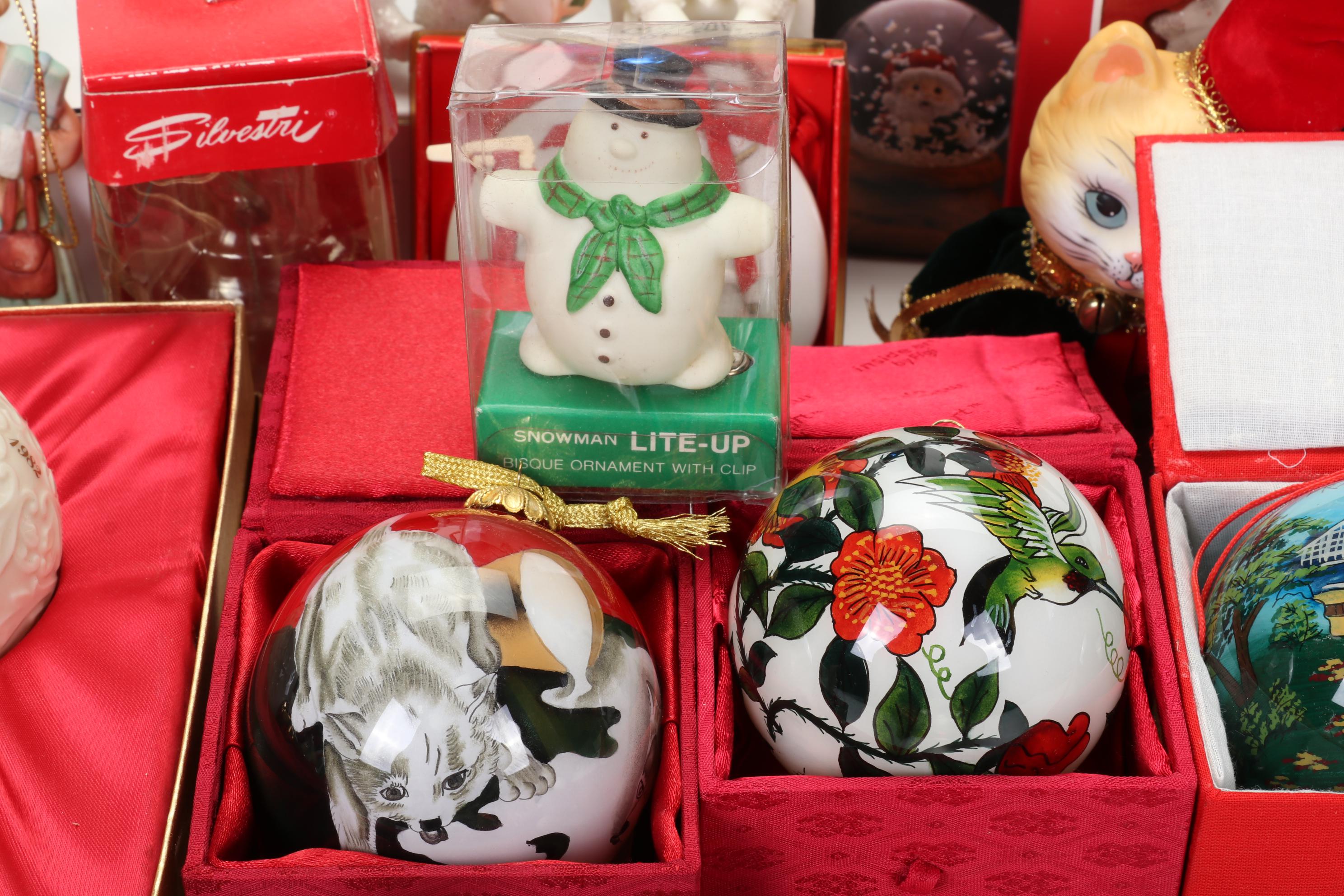 Christmas Cat Ornaments Featuring Hallmark, Avon, Lenox, Carlton Cards, and More